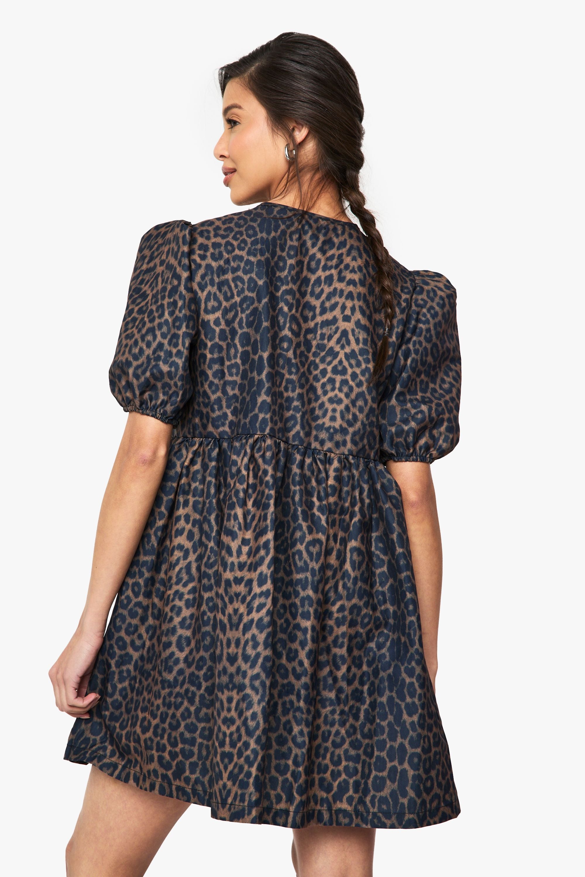 Leopard Tie Front Mini Dress