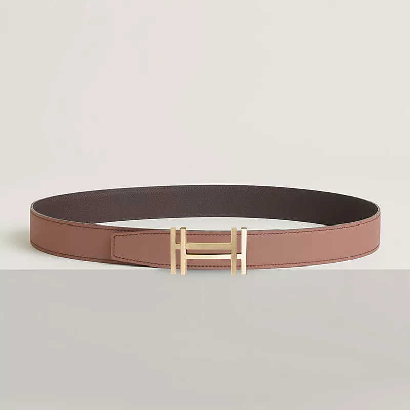 H au Carre belt buckle & Reversible leather strap 32 mm