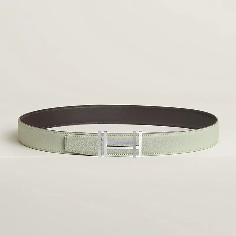 H au Carre belt buckle & Reversible leather strap 32 mm