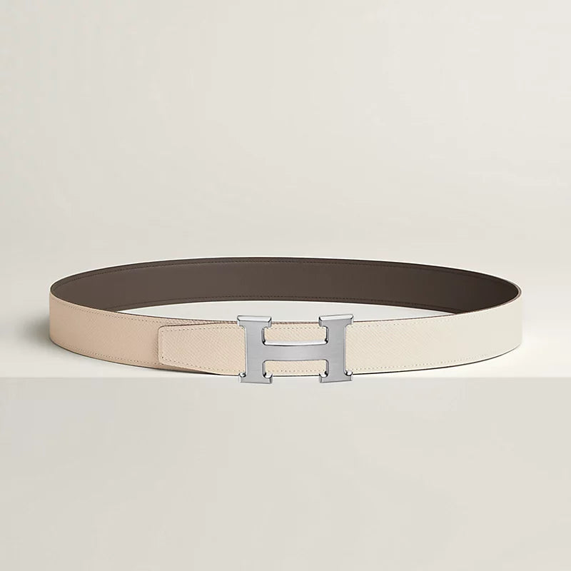 H Striee belt buckle & Reversible leather strap 32 mm