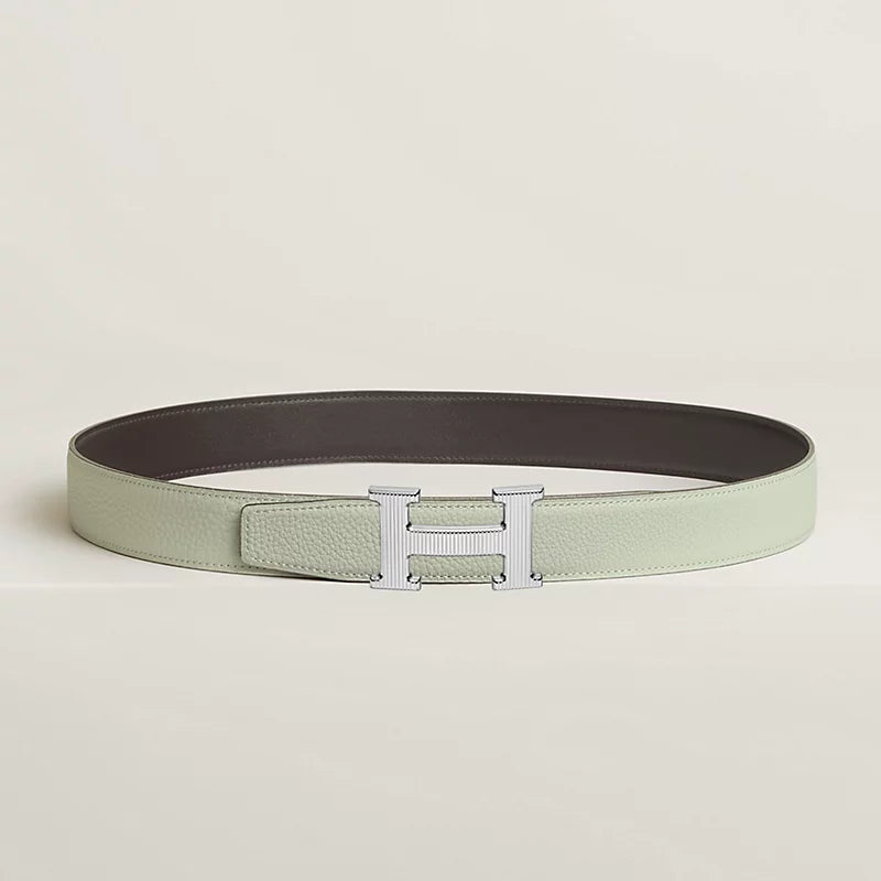 H Striee belt buckle & Reversible leather strap 32 mm