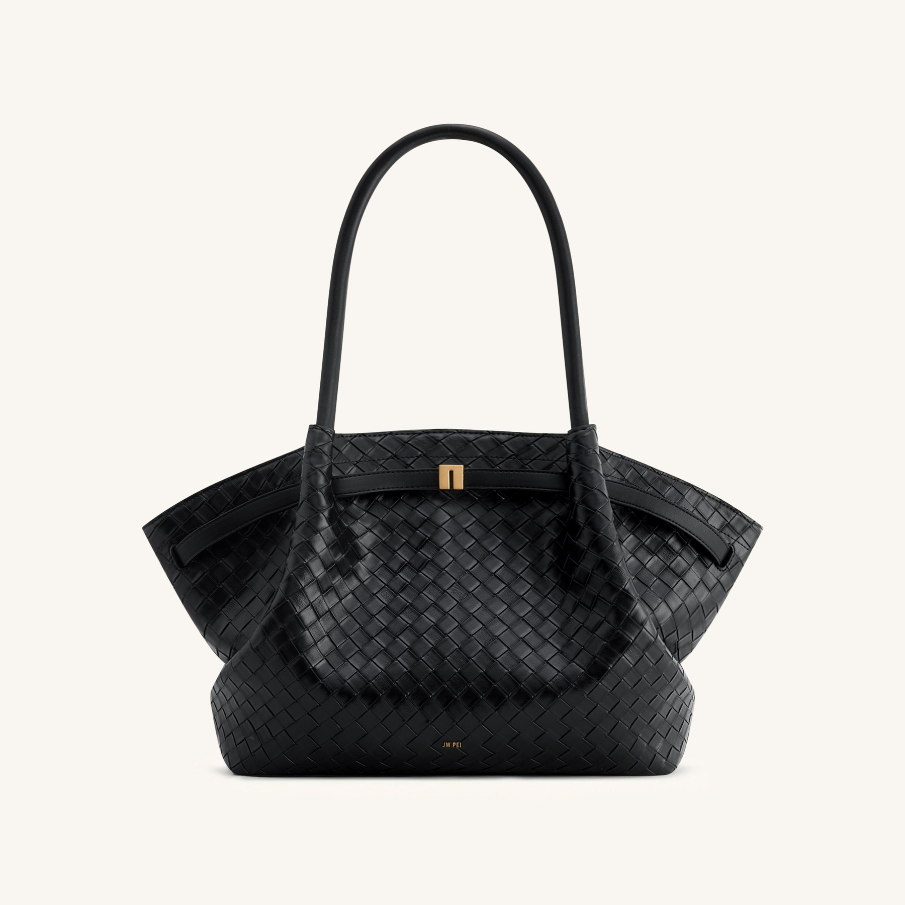 Hana Large Weave Texture Tote Bag - Black