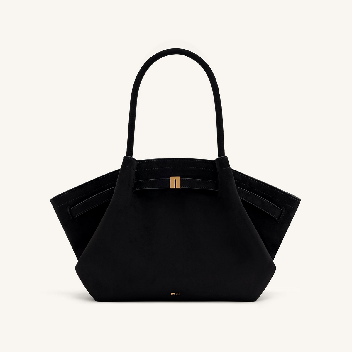 Hana Medium Faux Suede Tote Bag - Black
