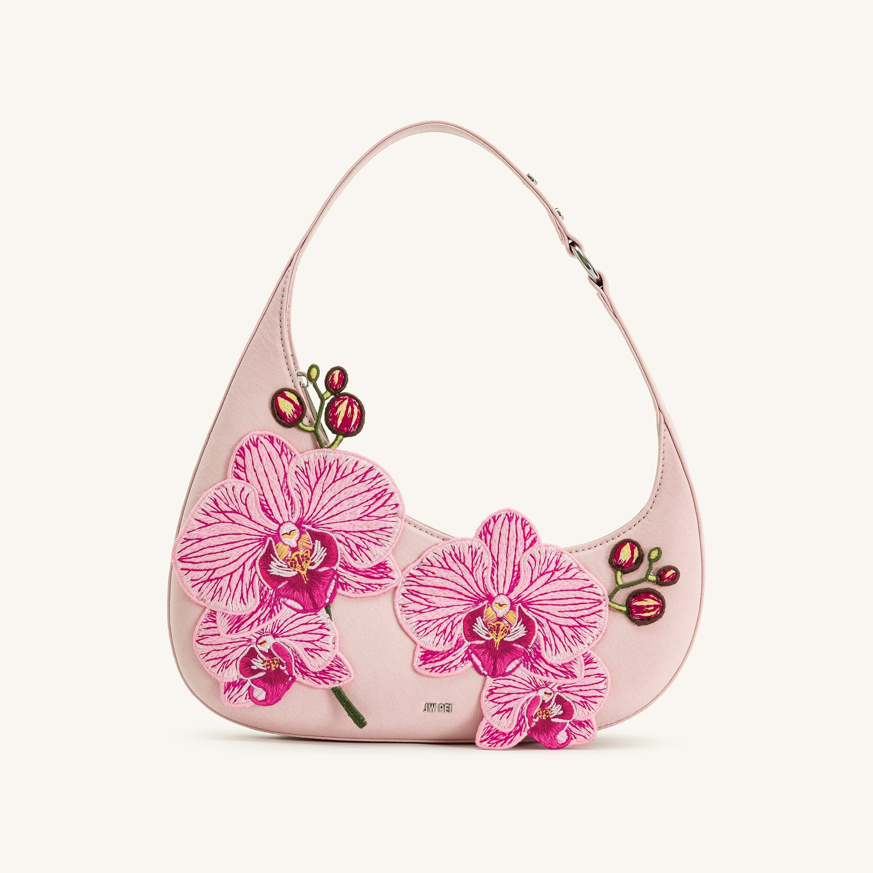 Harlee Orchid Embroidered Shoulder Bag - Pink