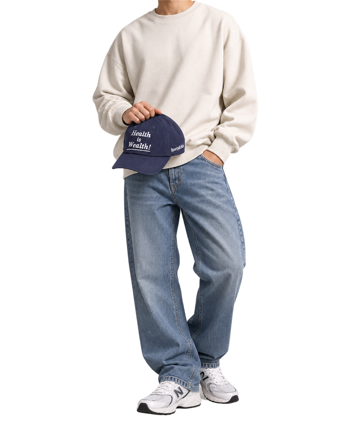 Health is Wealth Hat - Light Navy/White