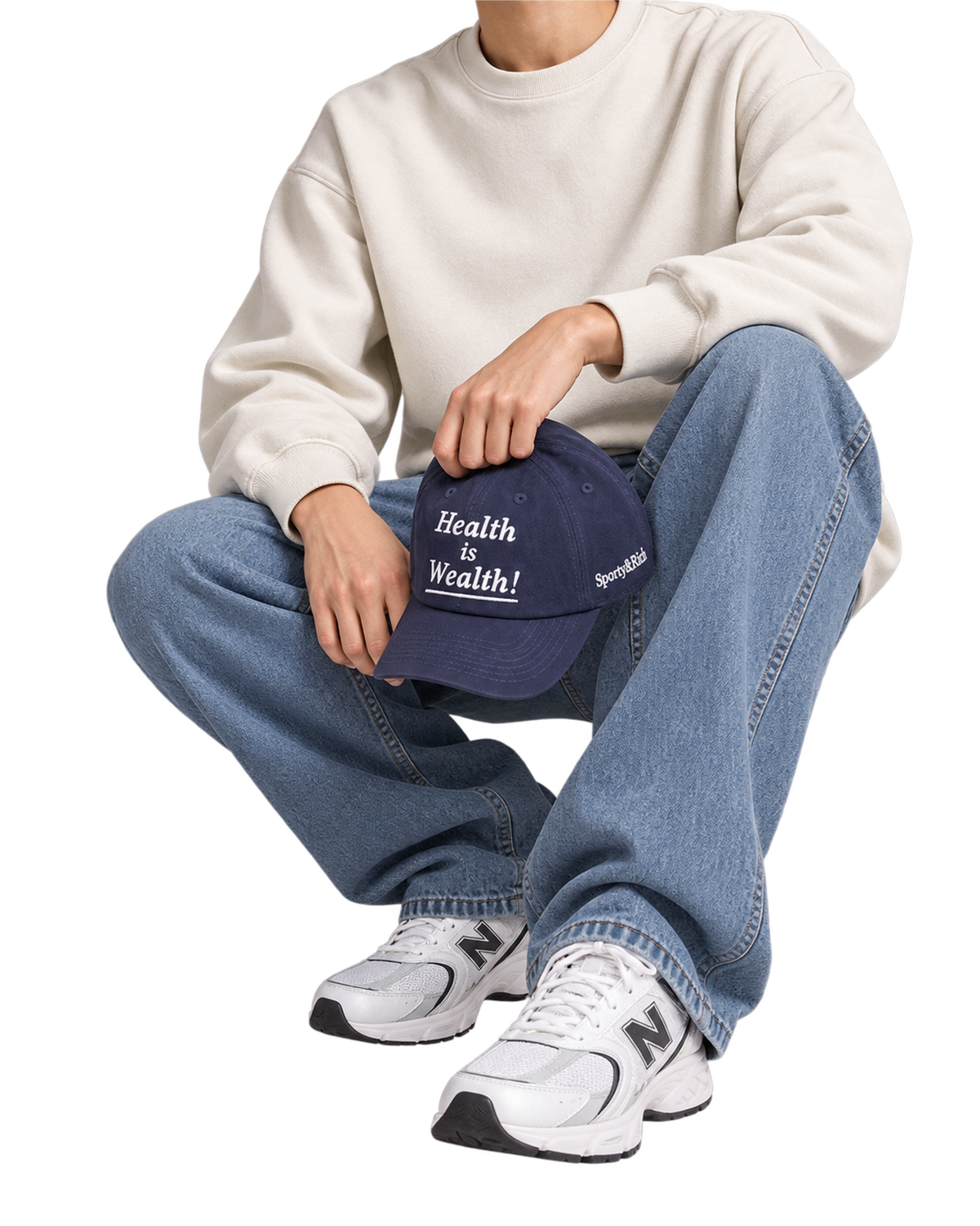 Health is Wealth Hat - Light Navy/White