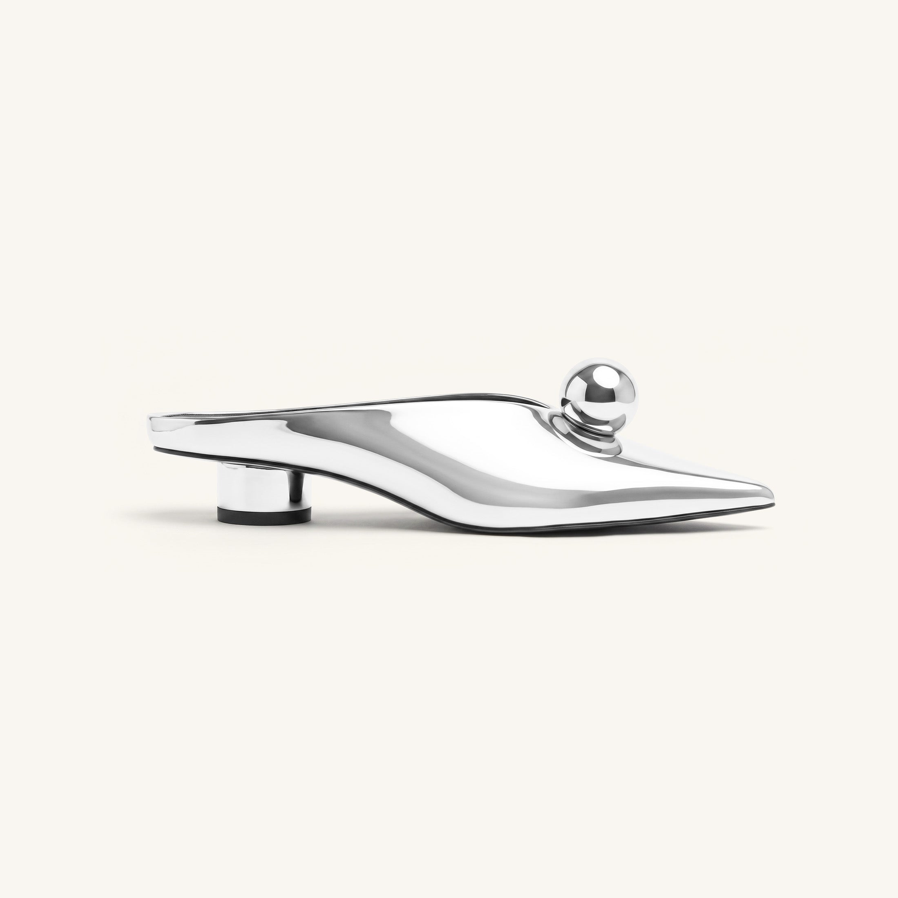 Helena Gold Sphere Pointed Toe Mules - Silver
