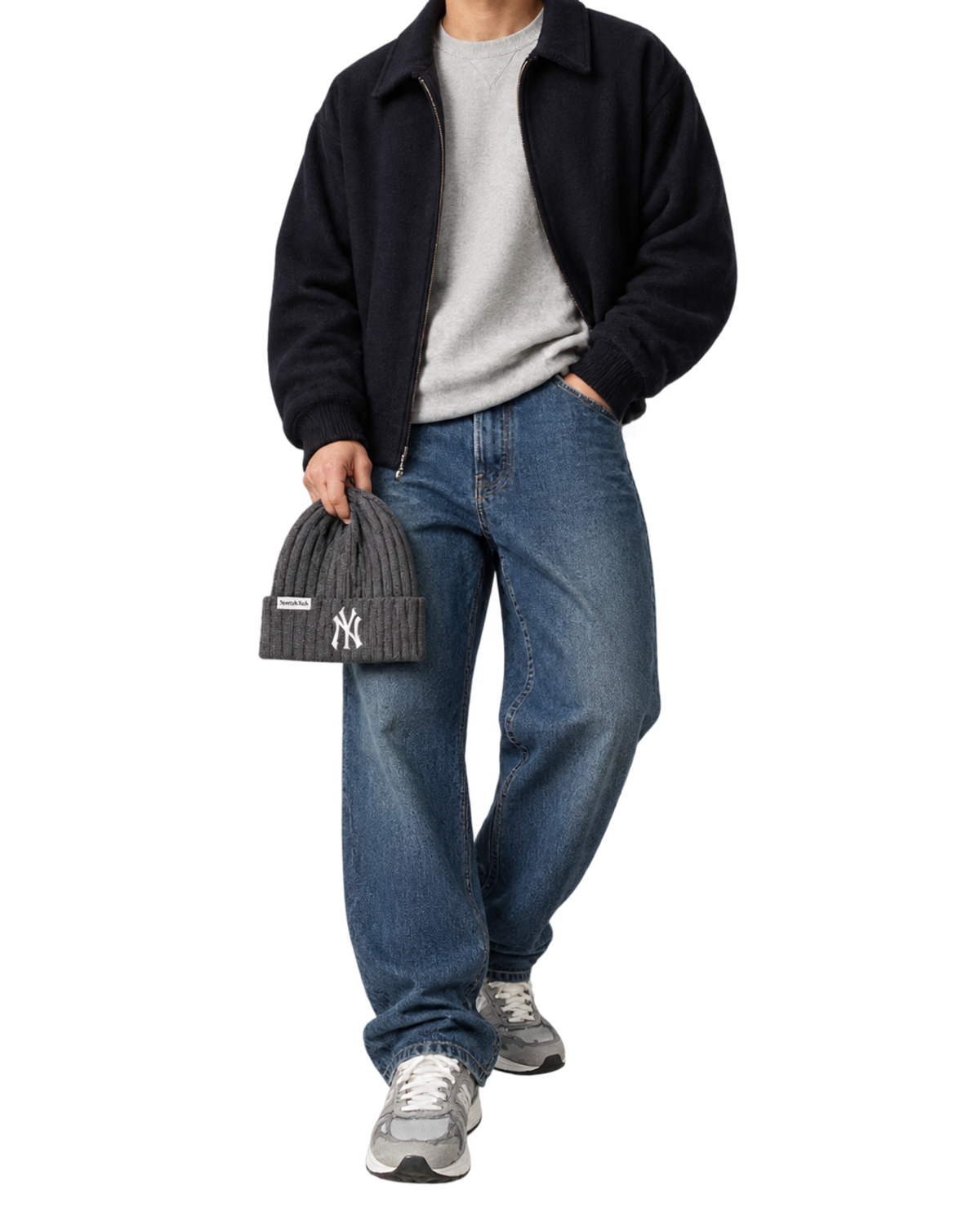 Heritage Yankees Serif Cashmere Beanie - Dark Grey/White