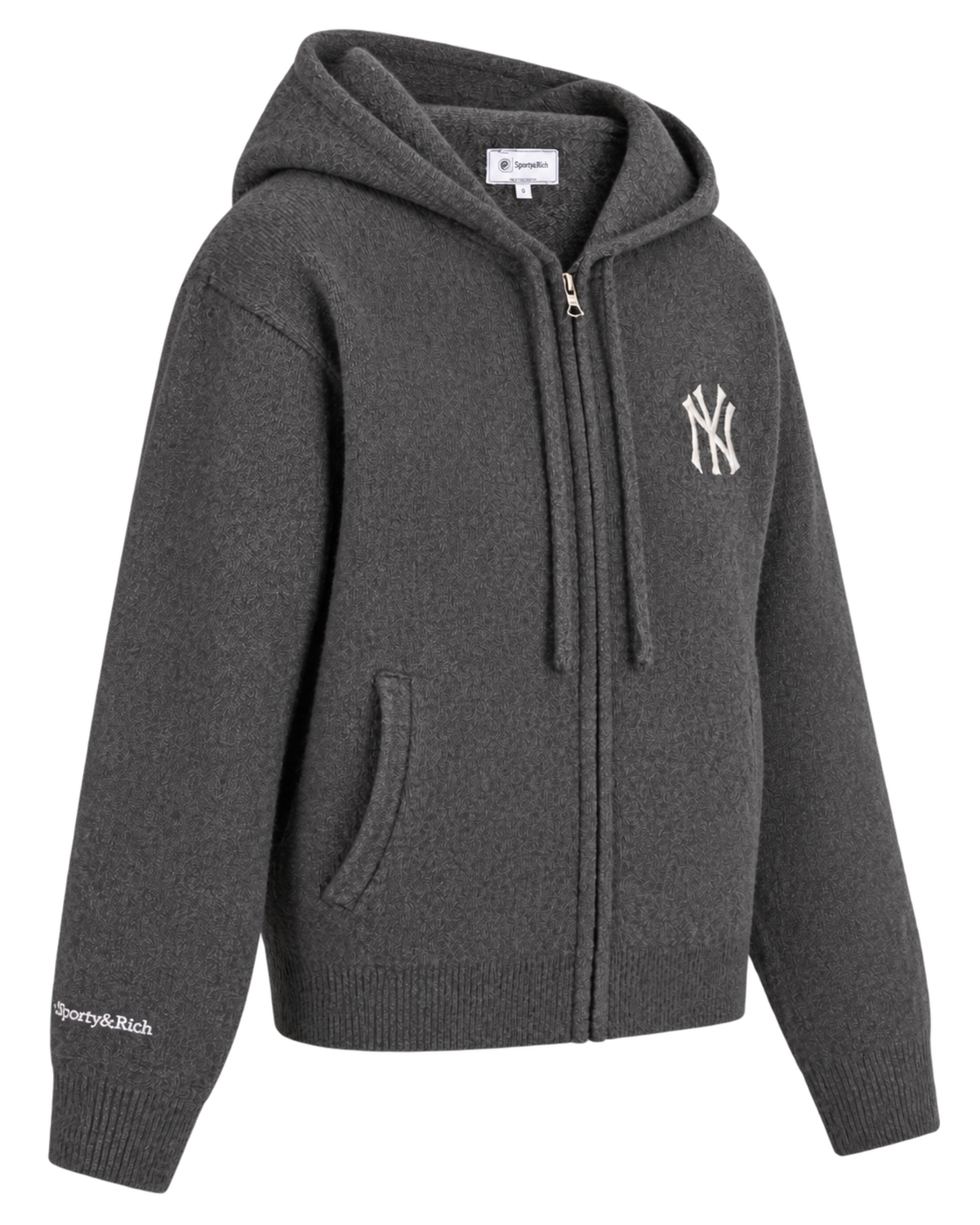 Heritage Yankees Serif Cashmere Zip Hoodie - Dark Grey/White