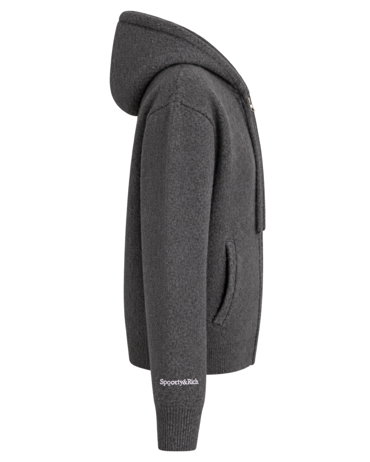 Heritage Yankees Serif Cashmere Zip Hoodie - Dark Grey/White