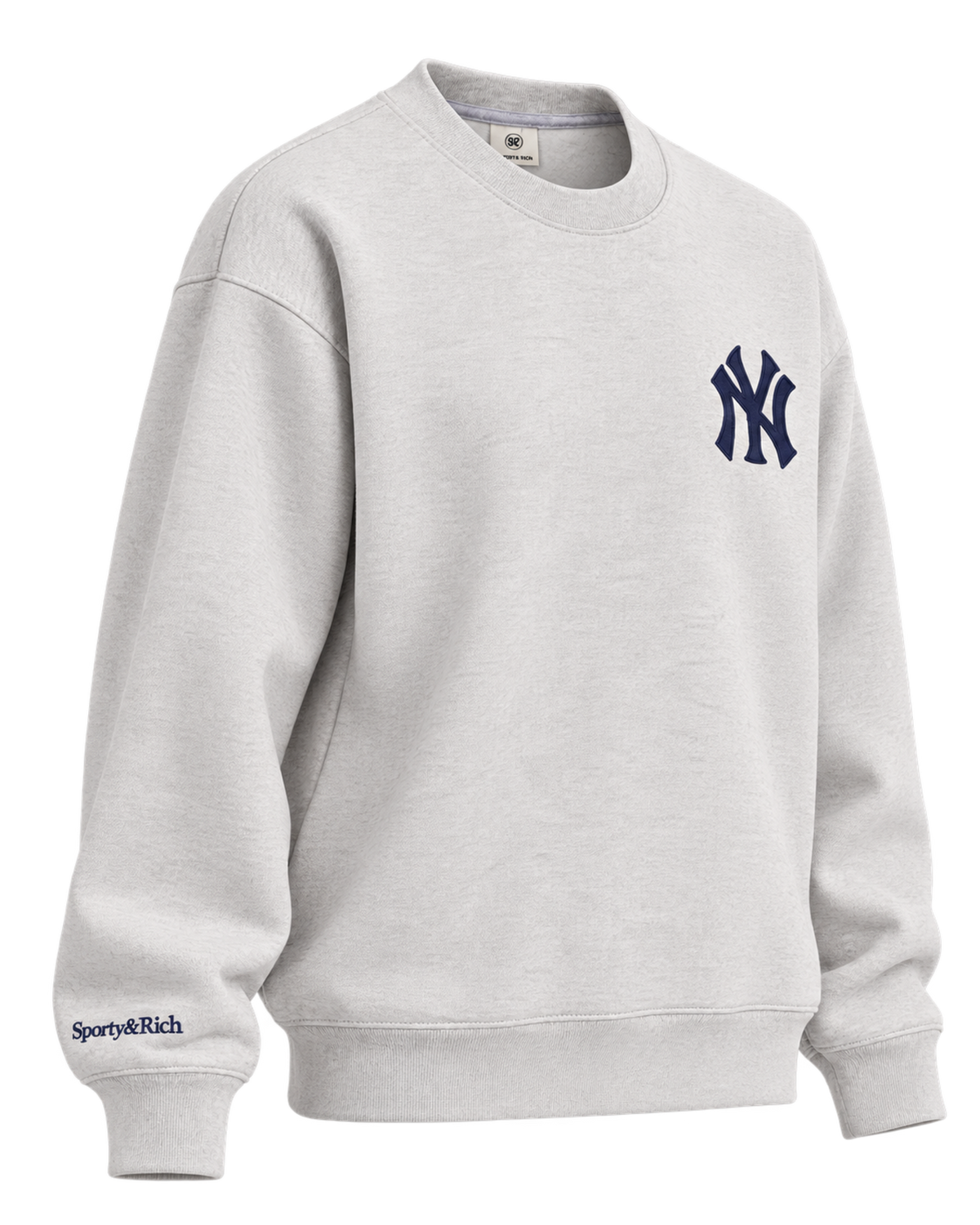 Heritage Yankees Serif Crewneck - Heather Gray/Navy