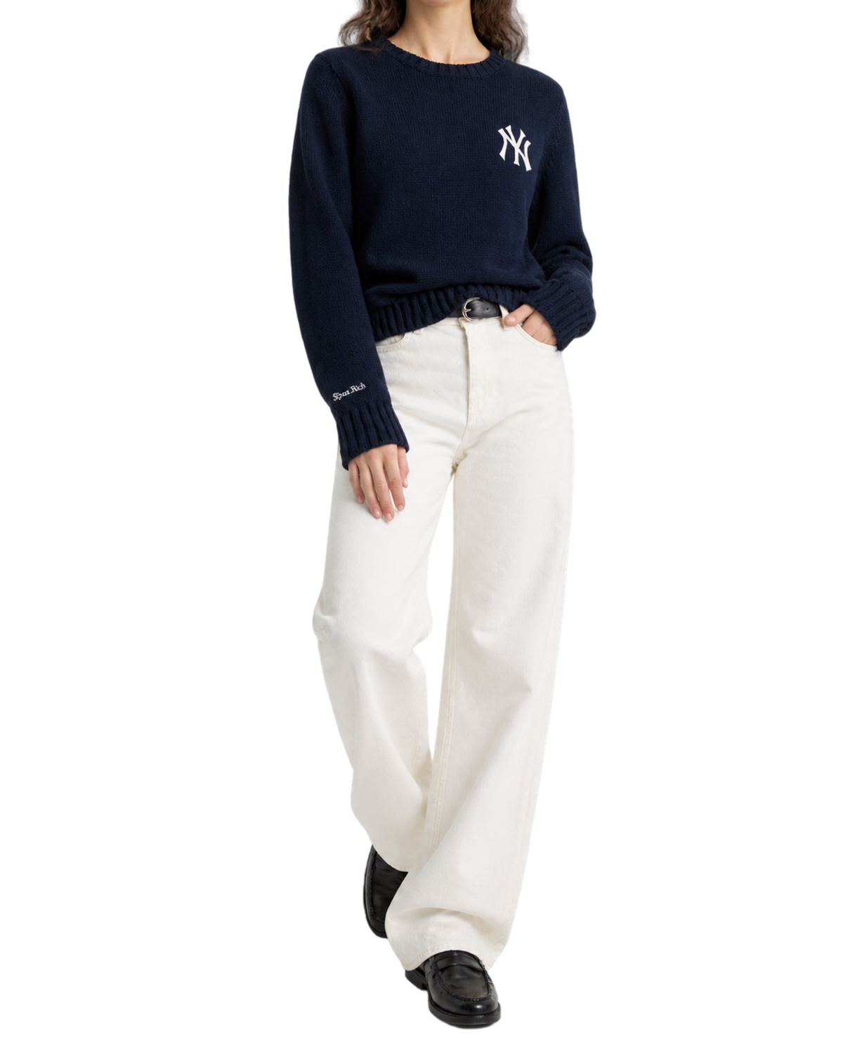 Heritage Yankees Serif Knitted Sweater - Navy/Ecru