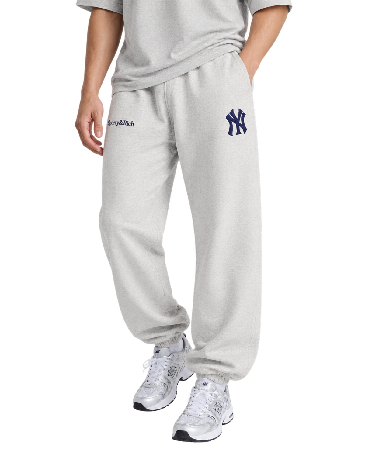 Heritage Yankees Serif Sweatpant - Heather Gray/Navy