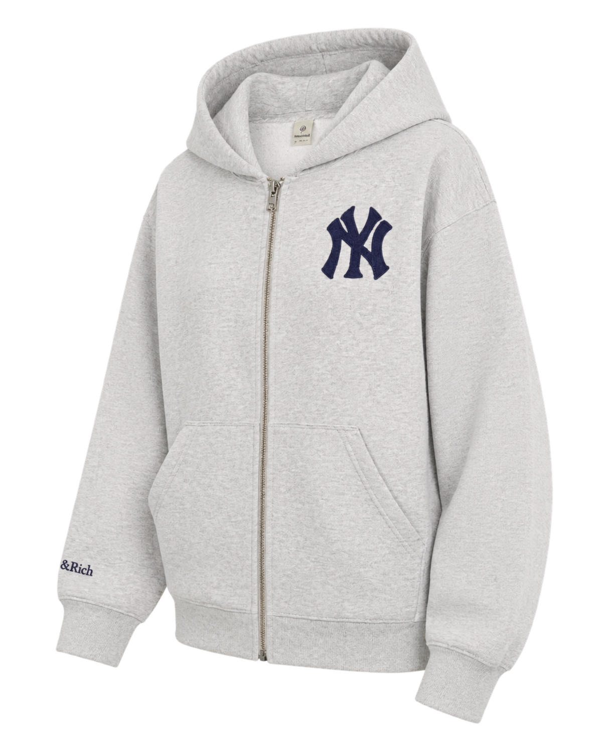 Heritage Yankees Serif Zip Hoodie - Heather Gray/Navy