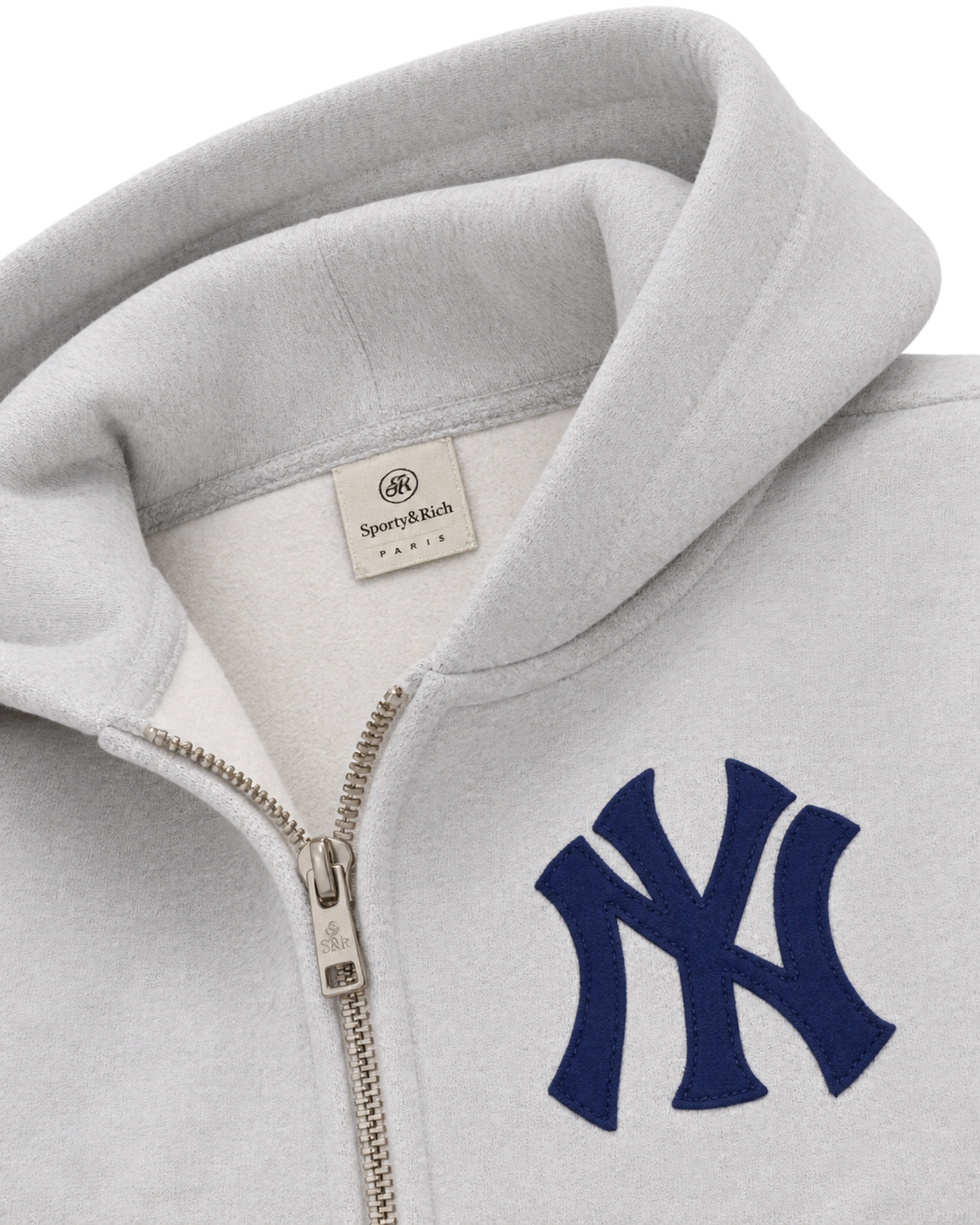 Heritage Yankees Serif Zip Hoodie - Heather Gray/Navy