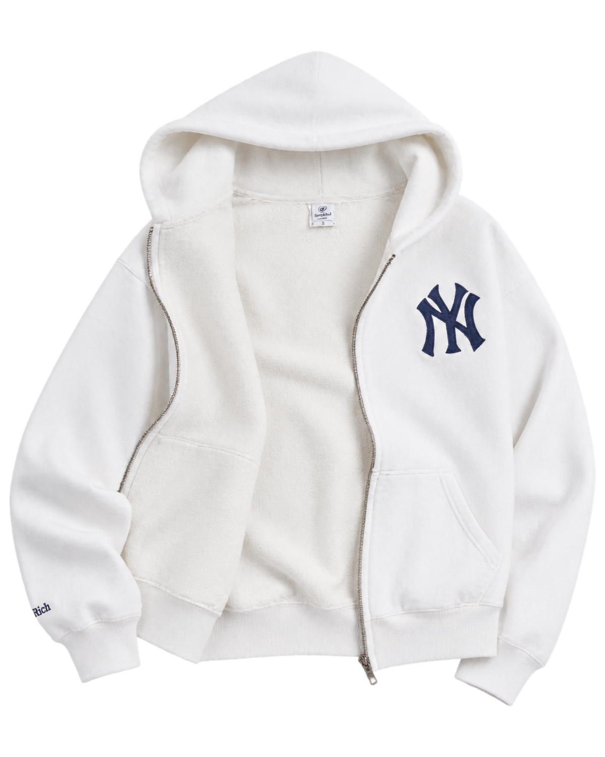 Heritage Yankees Serif Zip Hoodie - White/Navy