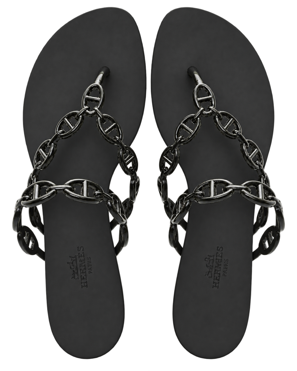 Hermes Rubber Womens Island Sandals 39 Black