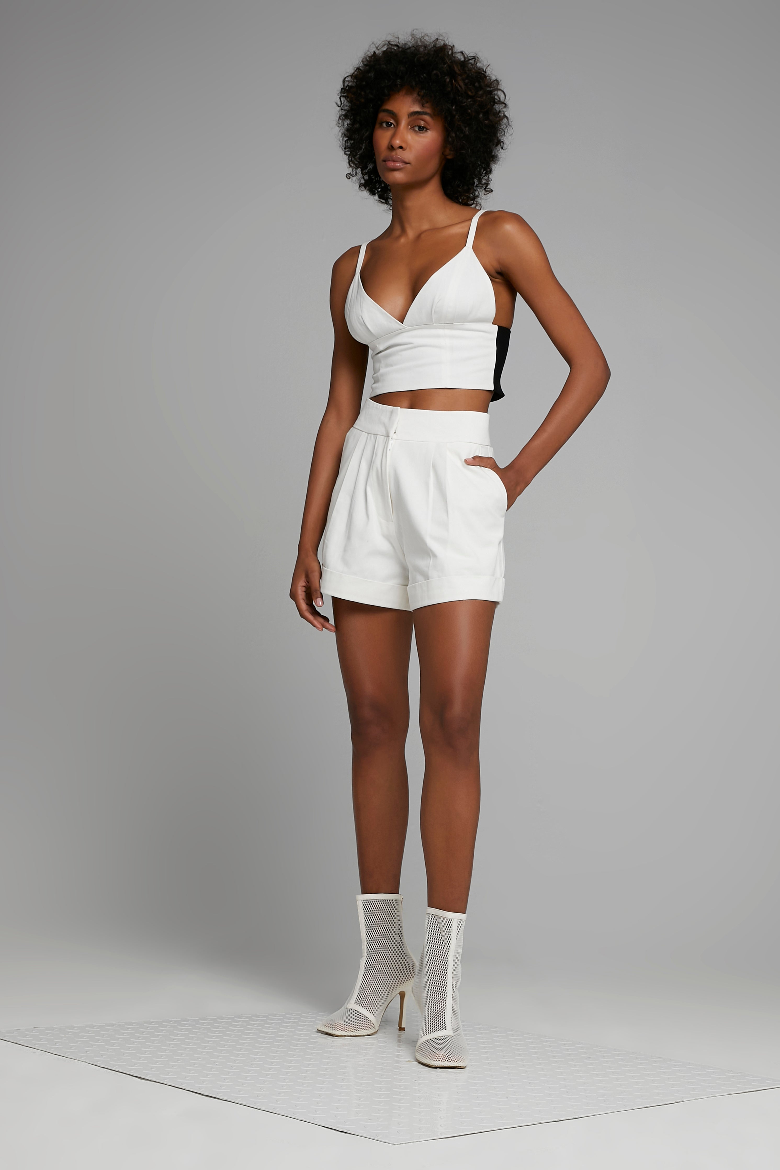 HIGH WAISTED TWILL SHORTS