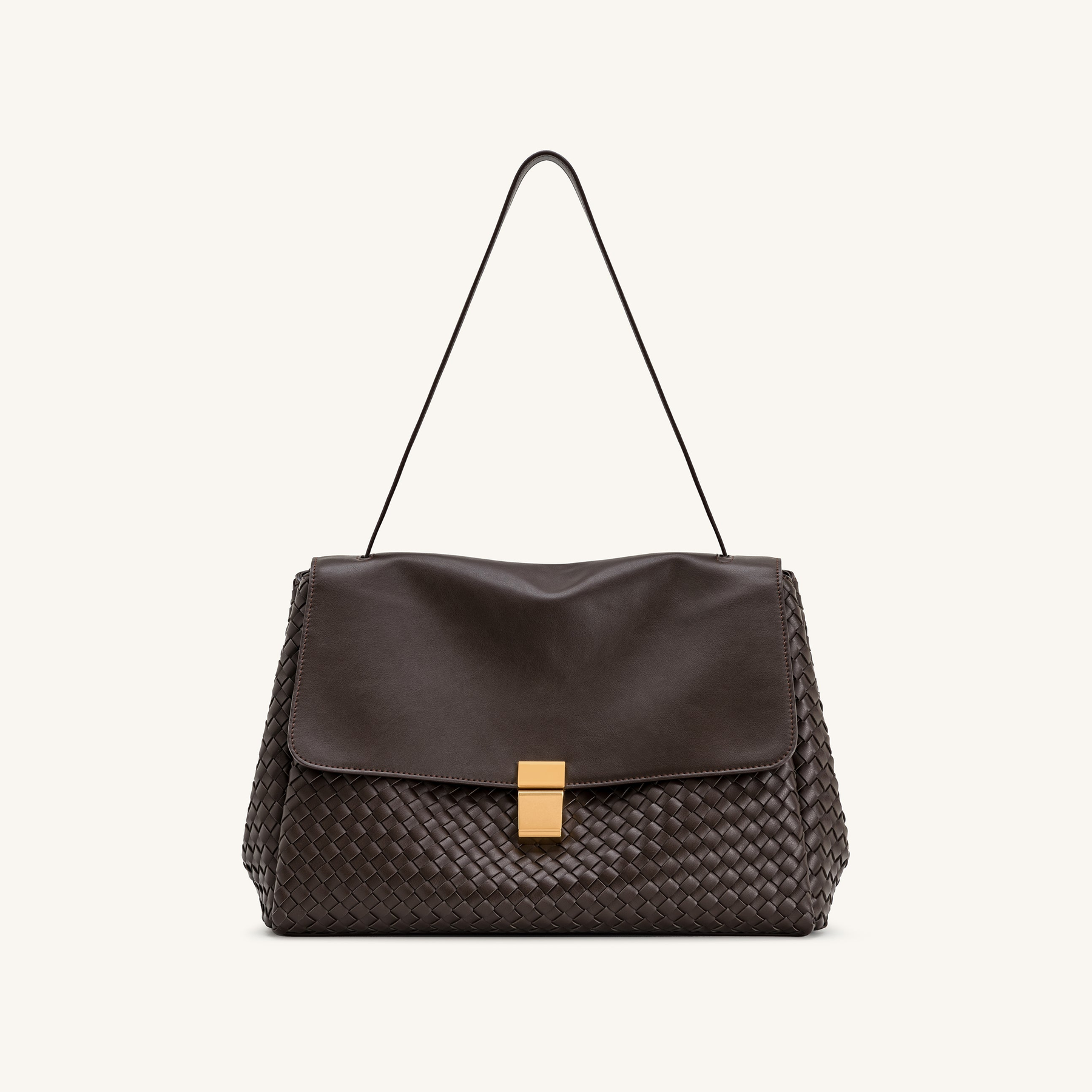Hilary Woven Shoulder Bag - Dark Brown