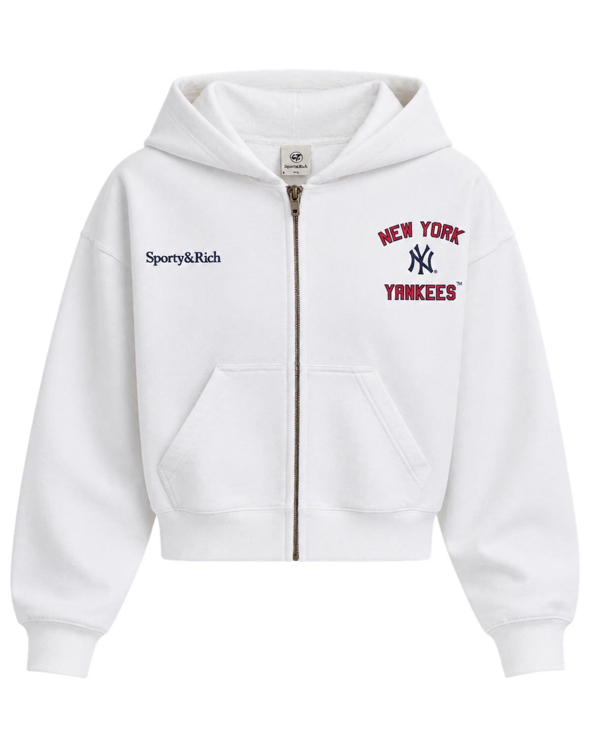 Homerun Cropped Zip Hoodie - White