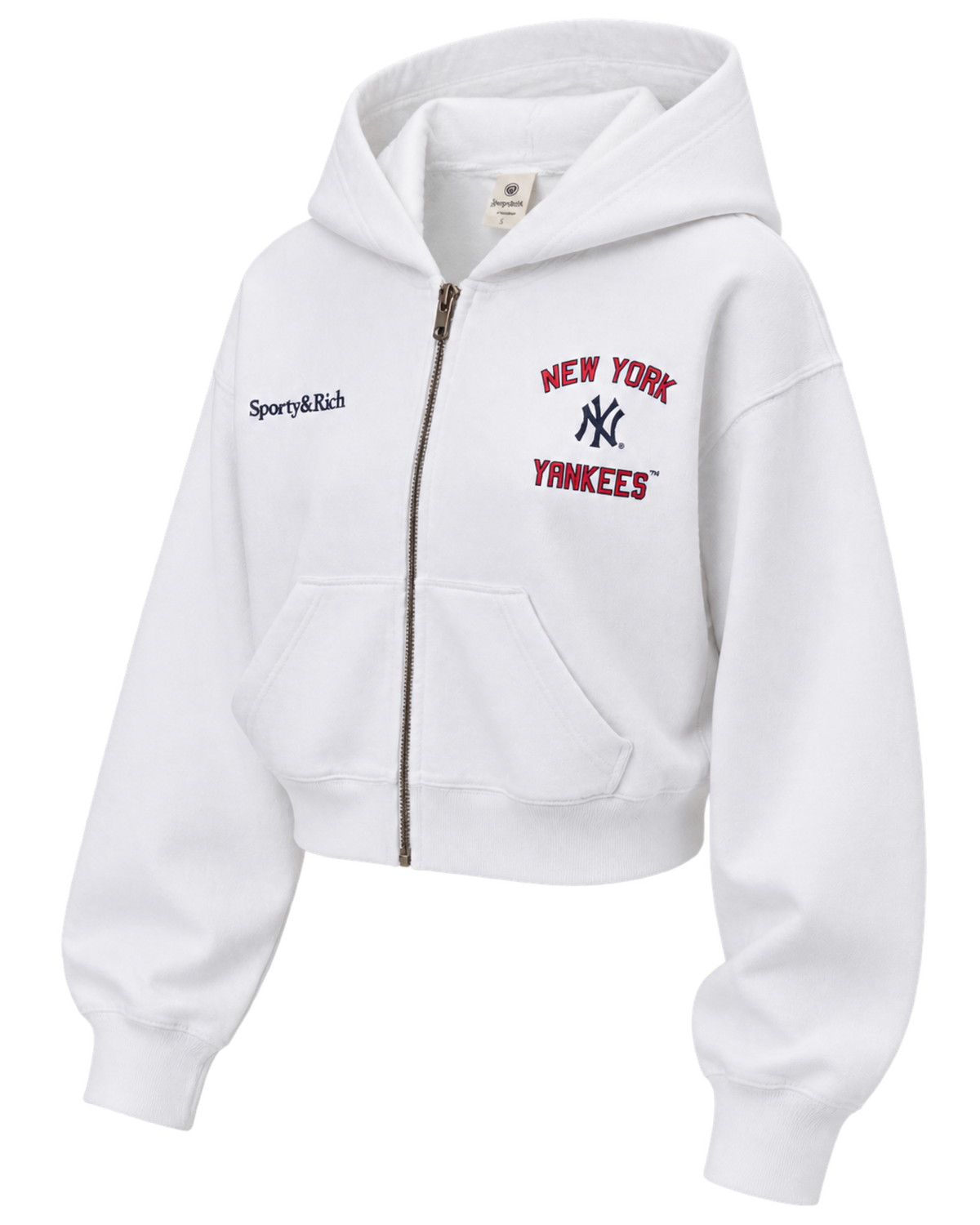 Homerun Cropped Zip Hoodie - White
