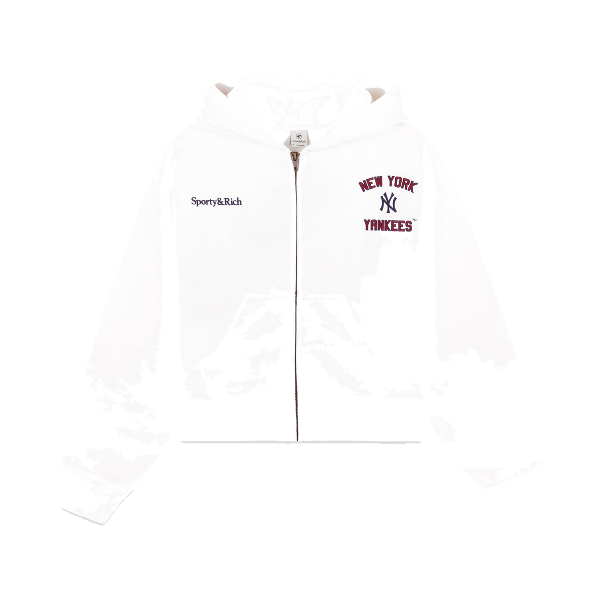 Homerun Cropped Zip Hoodie - White