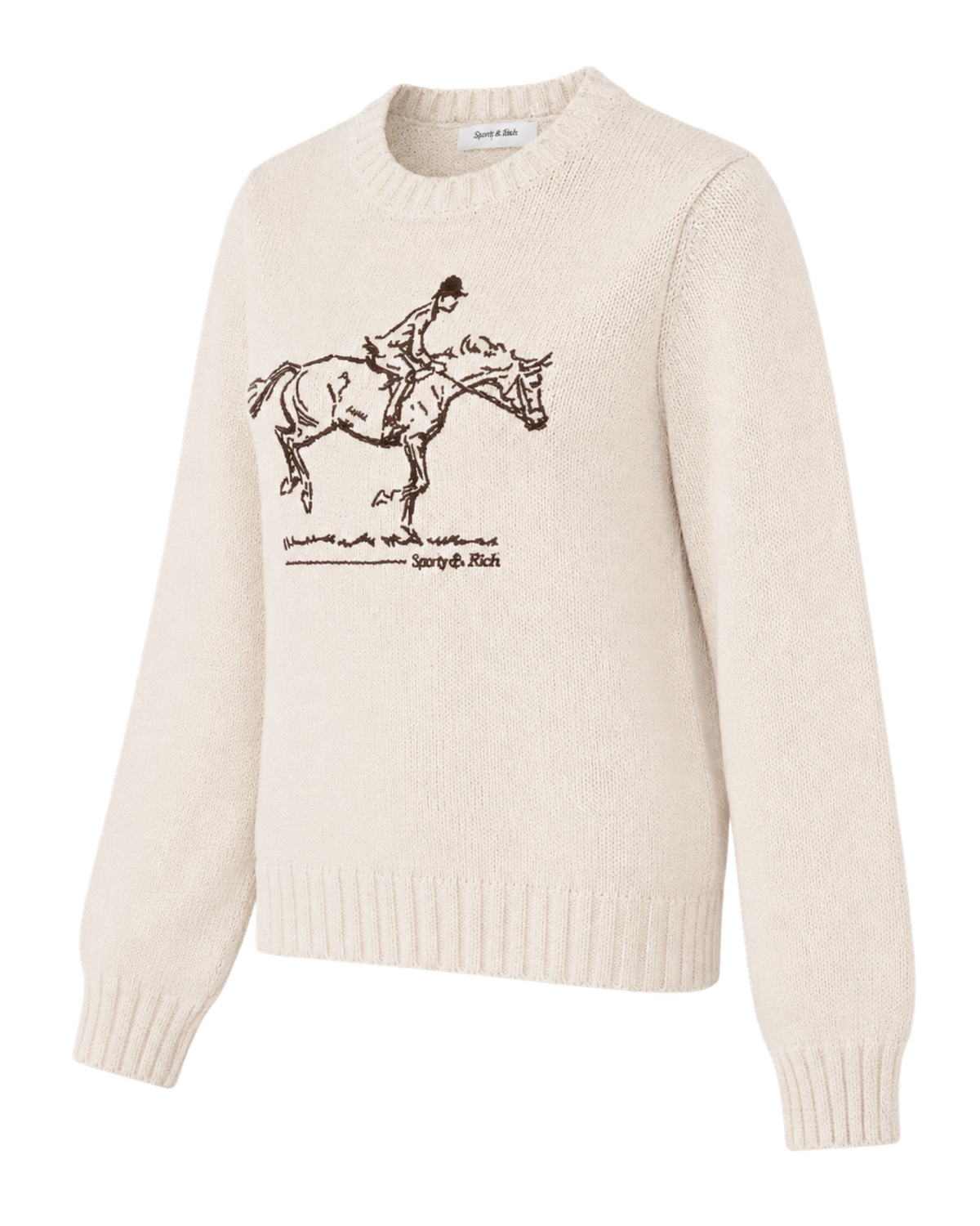 Horse Knitted Sweater - Ecru/Chocolate