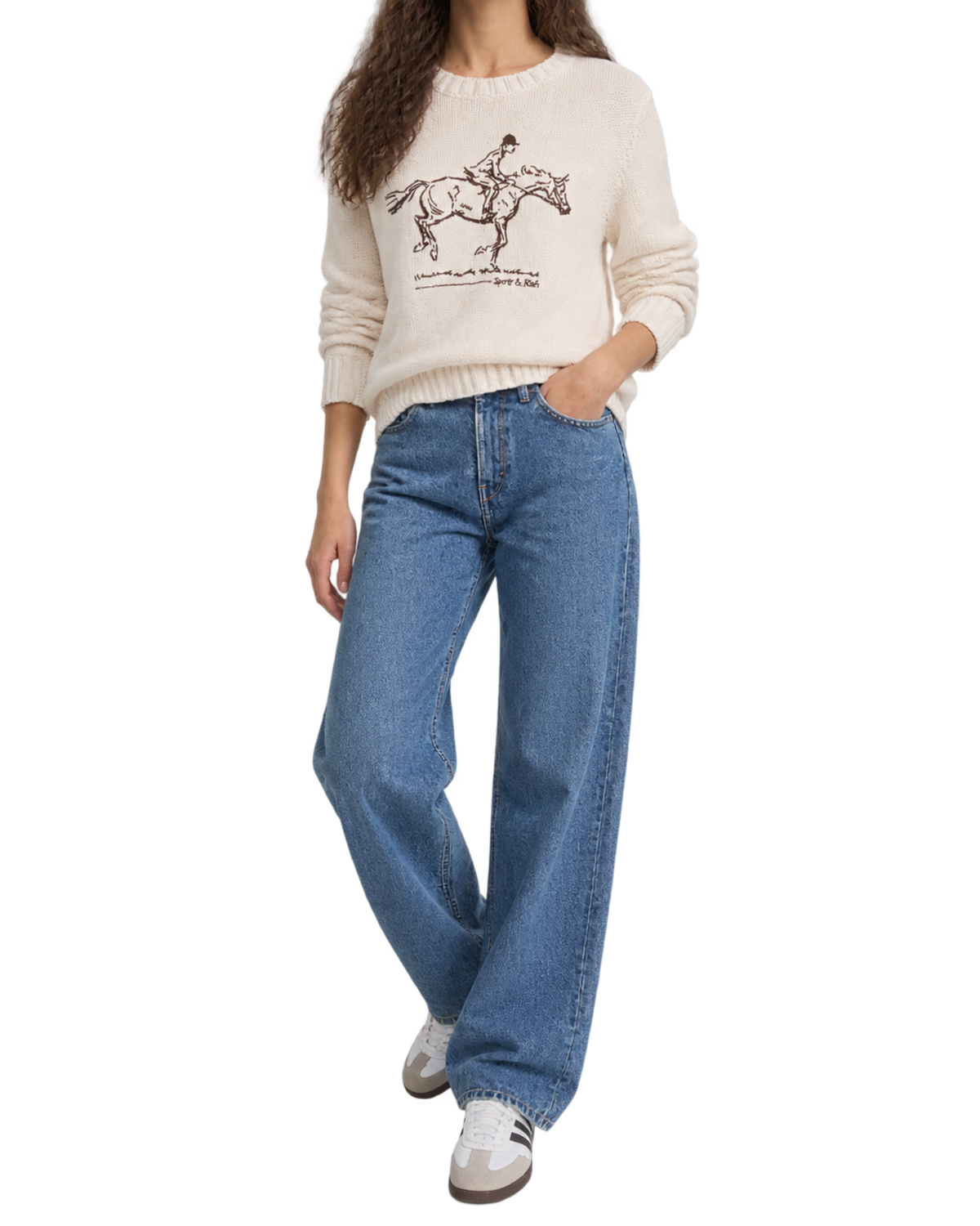 Horse Knitted Sweater - Ecru/Chocolate
