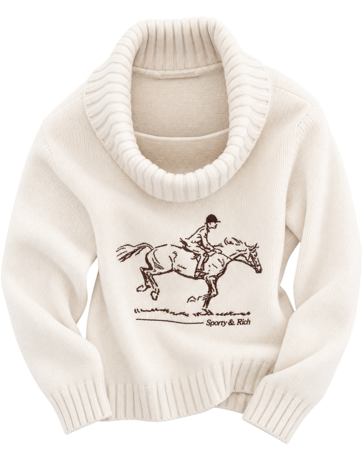 Horse Knitted Turtleneck - Ecru/Chocolate