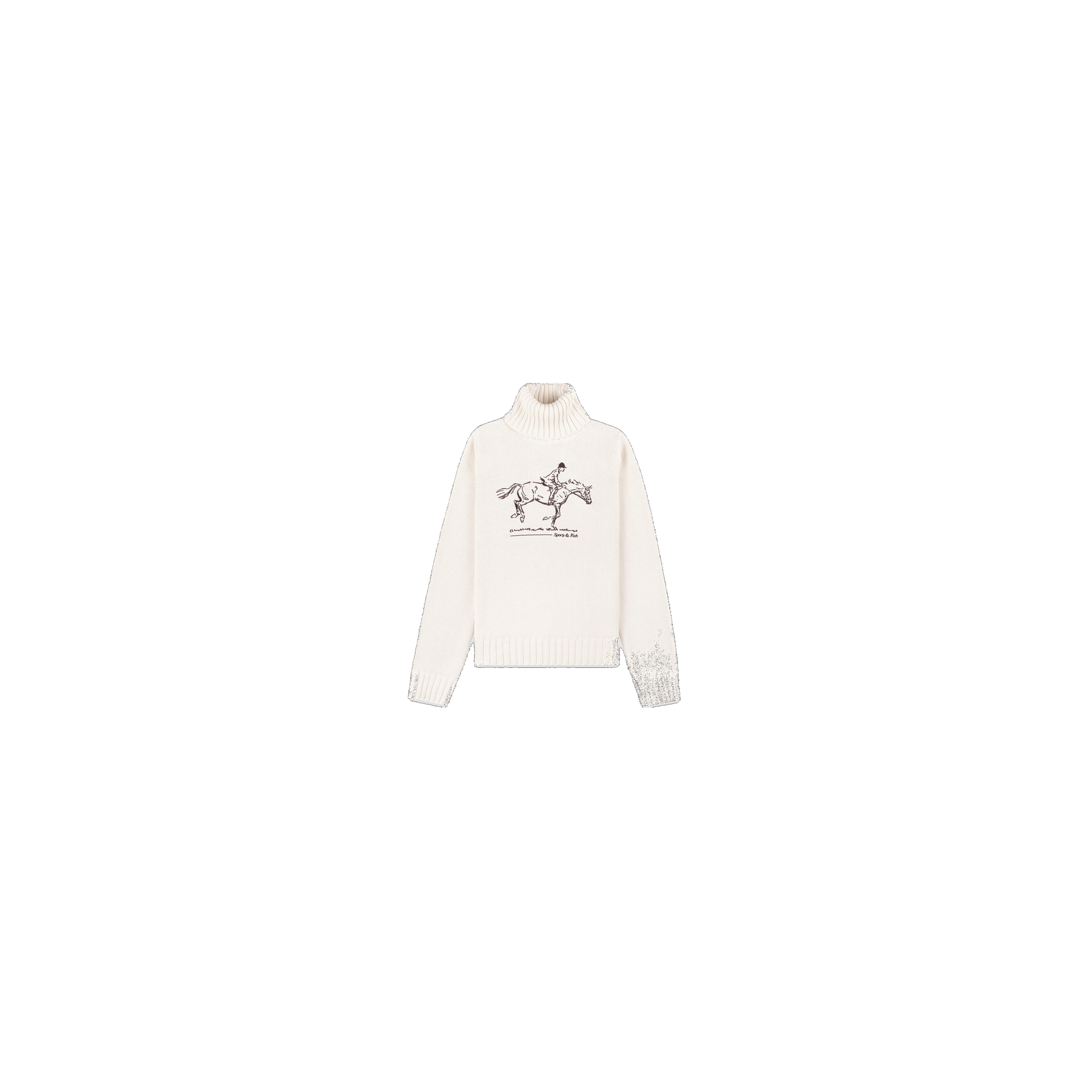 Horse Knitted Turtleneck - Ecru/Chocolate