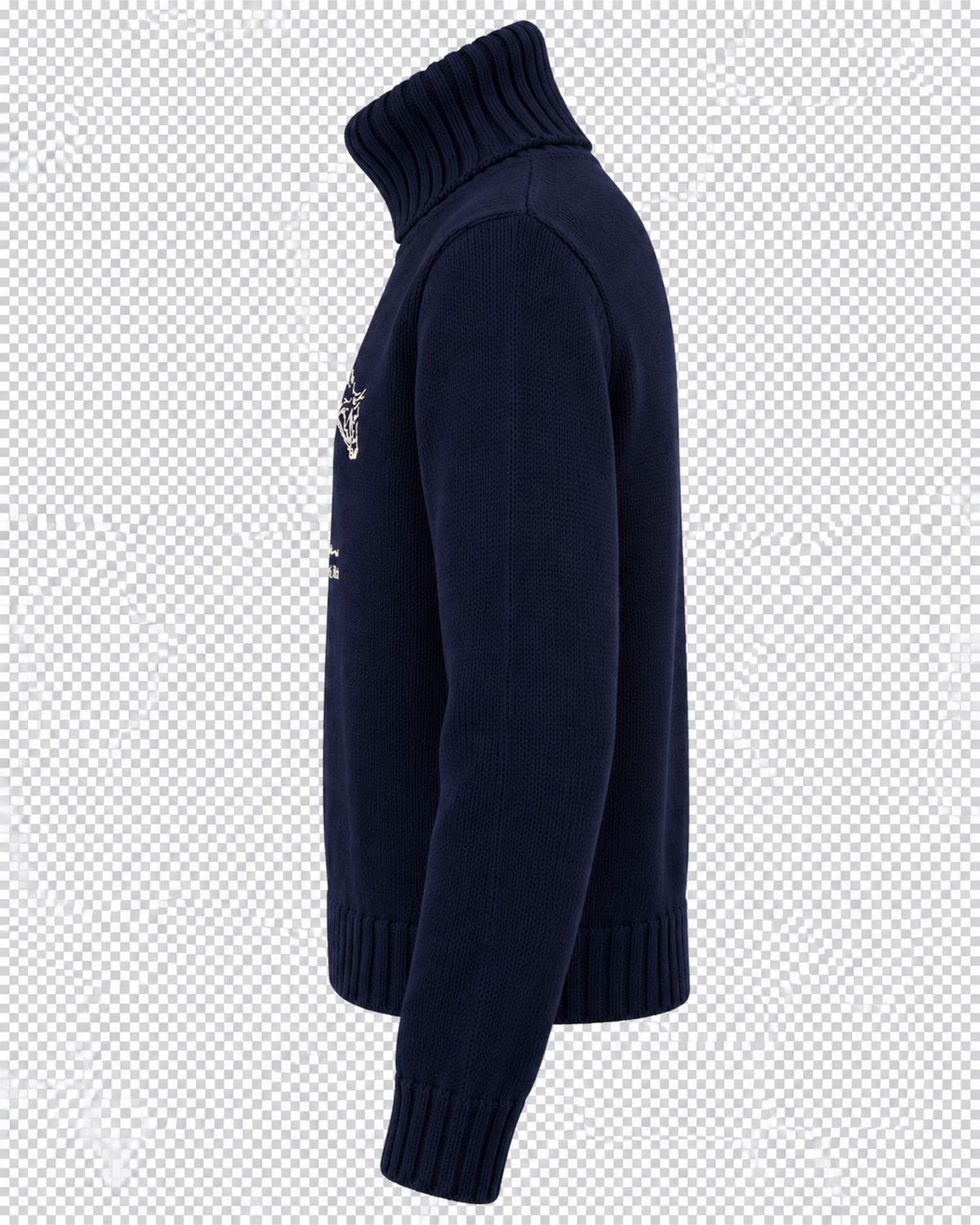 Horse Knitted Turtleneck - Navy/Ecru