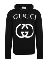 Gucci Interlocking GG Logo Printed Hoodie in Black