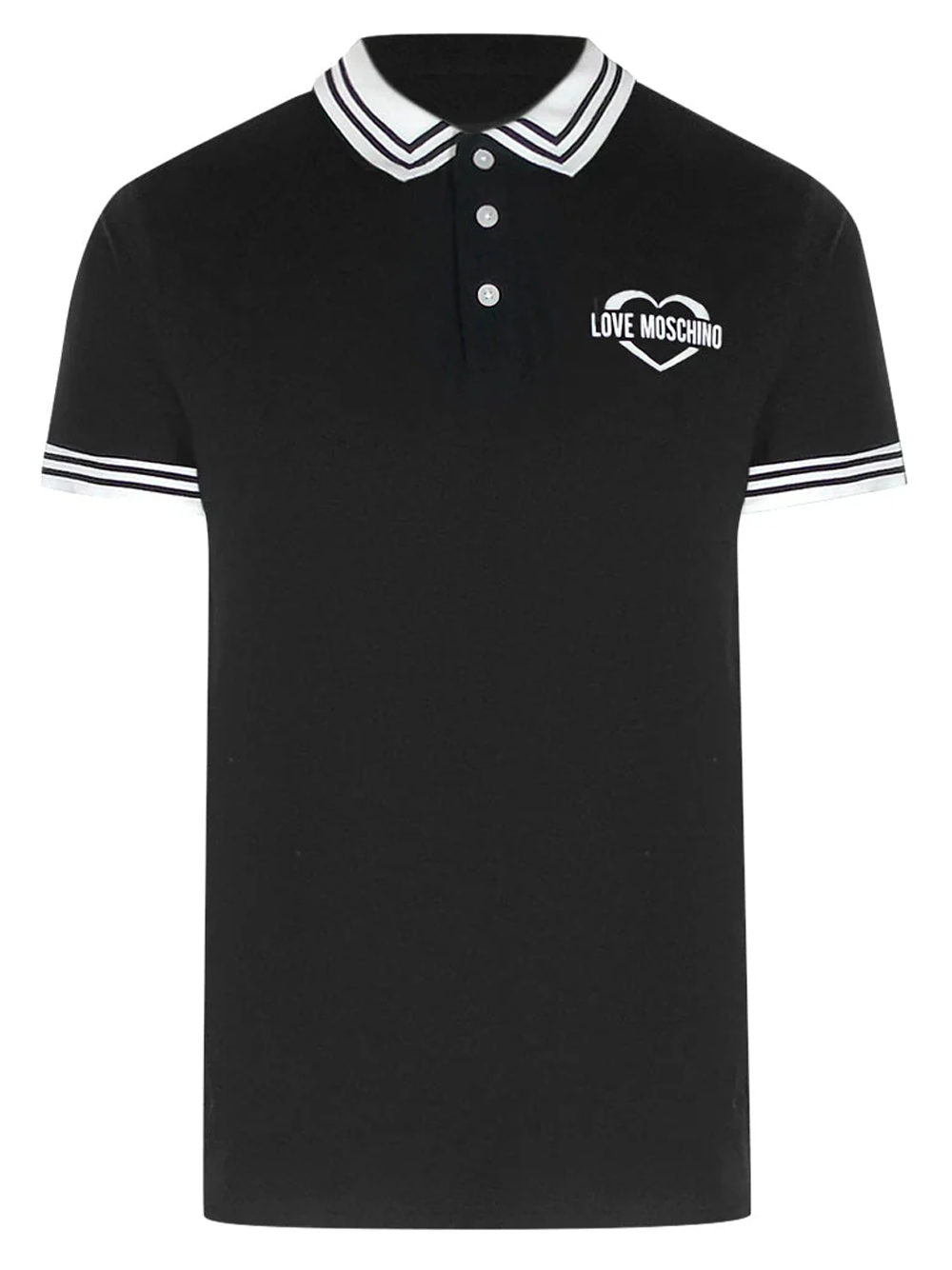Love Moschino Twin Tipped Collar Black Polo Shirt