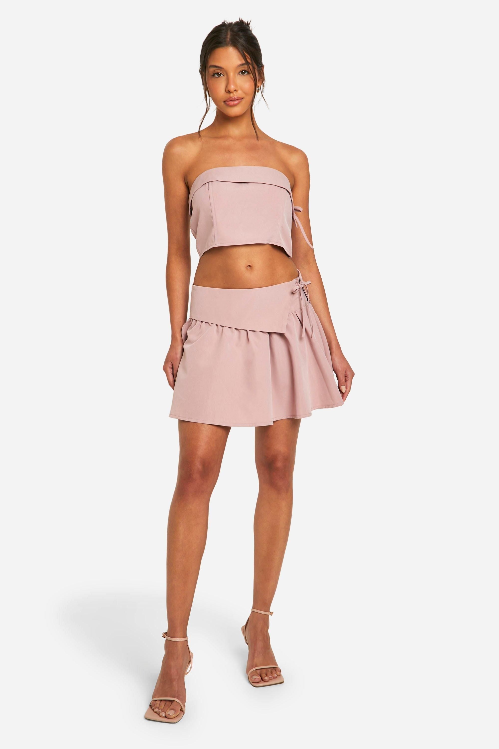 Foldover Waistband Detail Mini Skirt