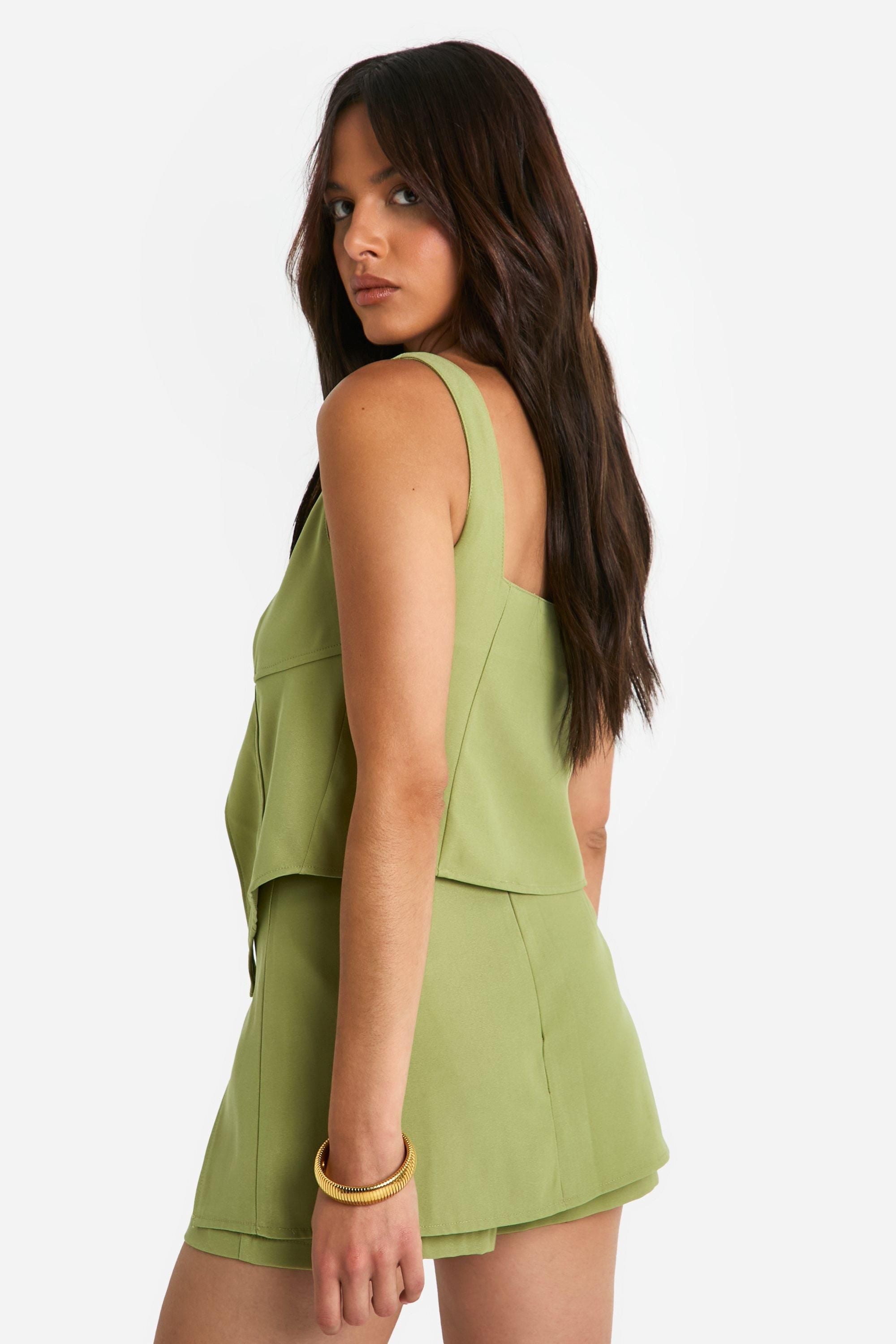 Button Up Split Hem Longline Top