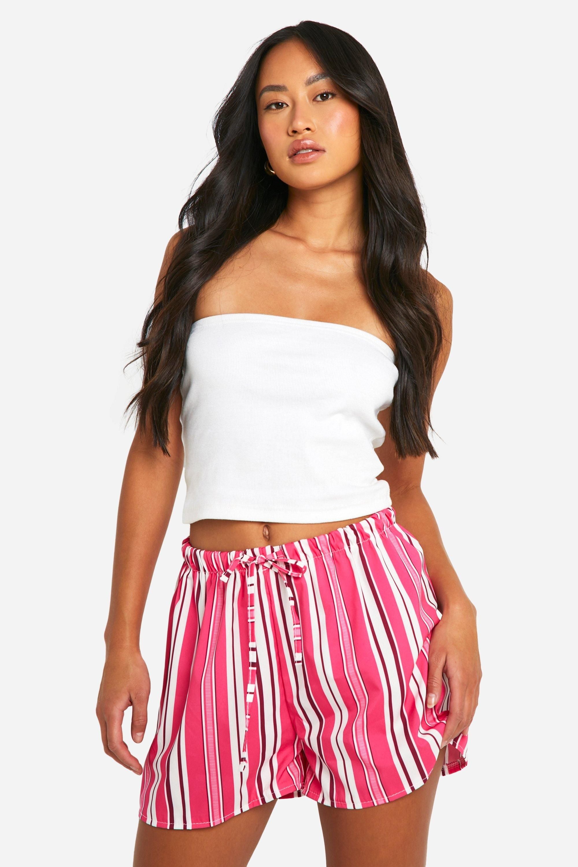 Linen Look Textured Stripe Flippy Short