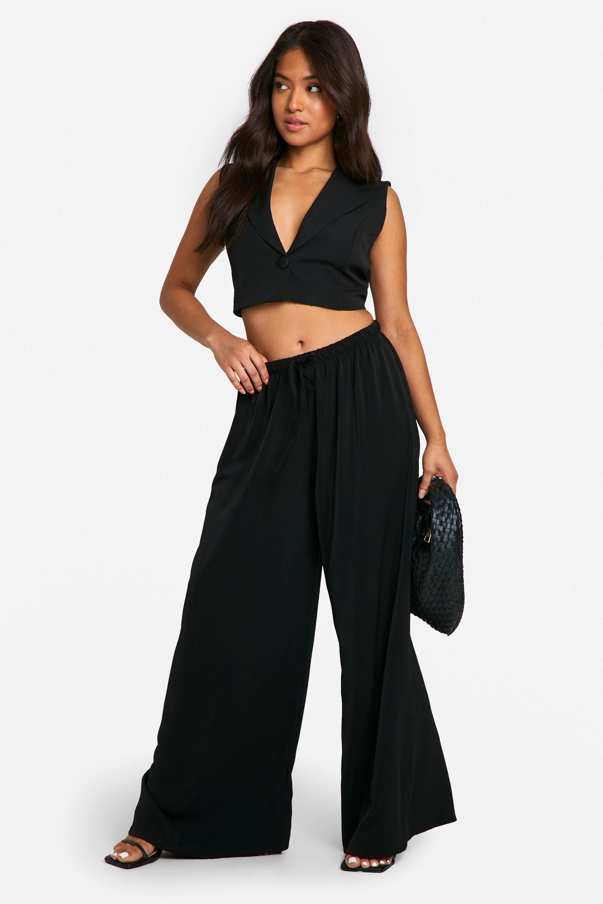 Petite Woven Wide Leg Trousers