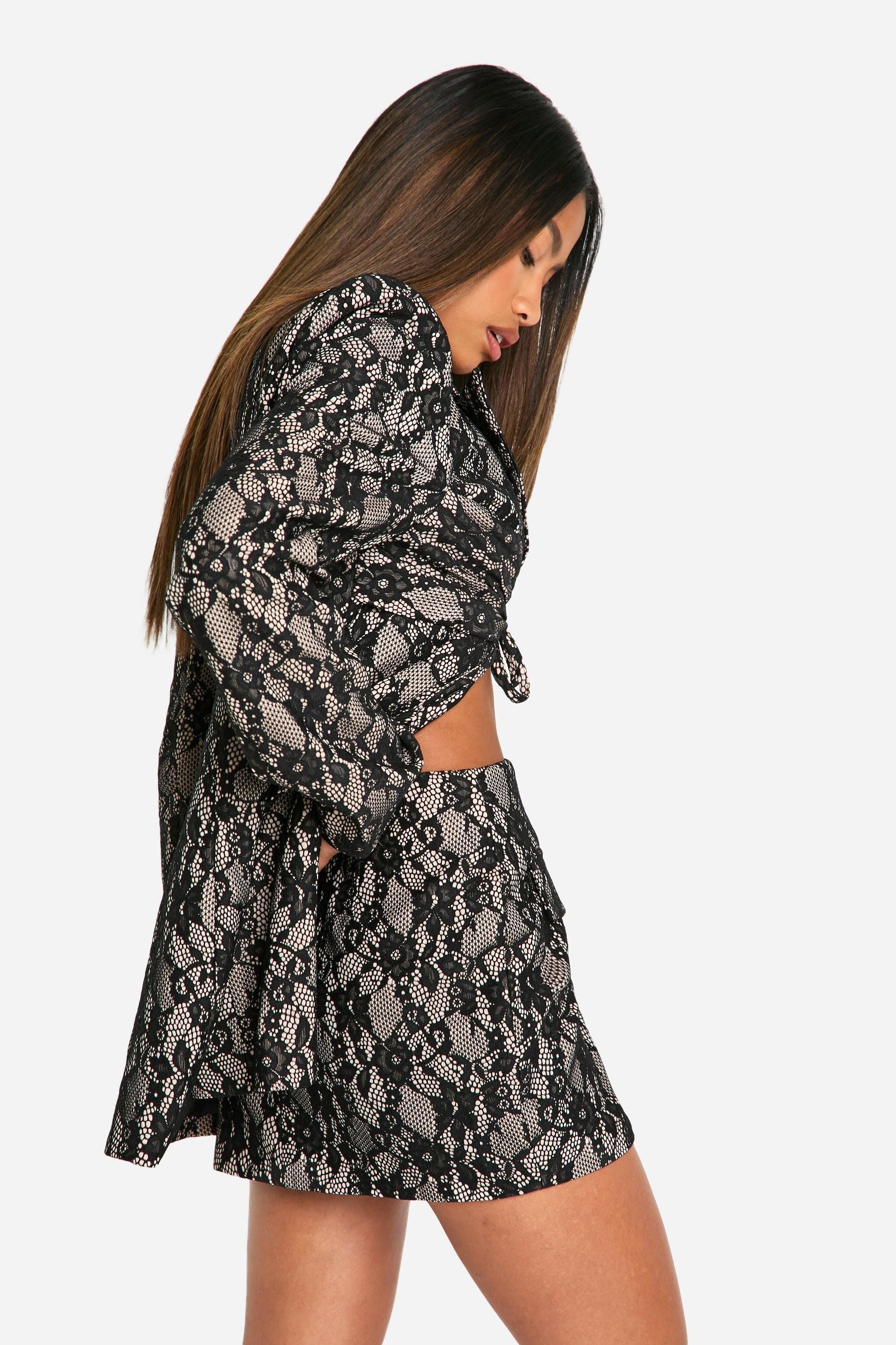Contrast Lace Micro Mini Skirt