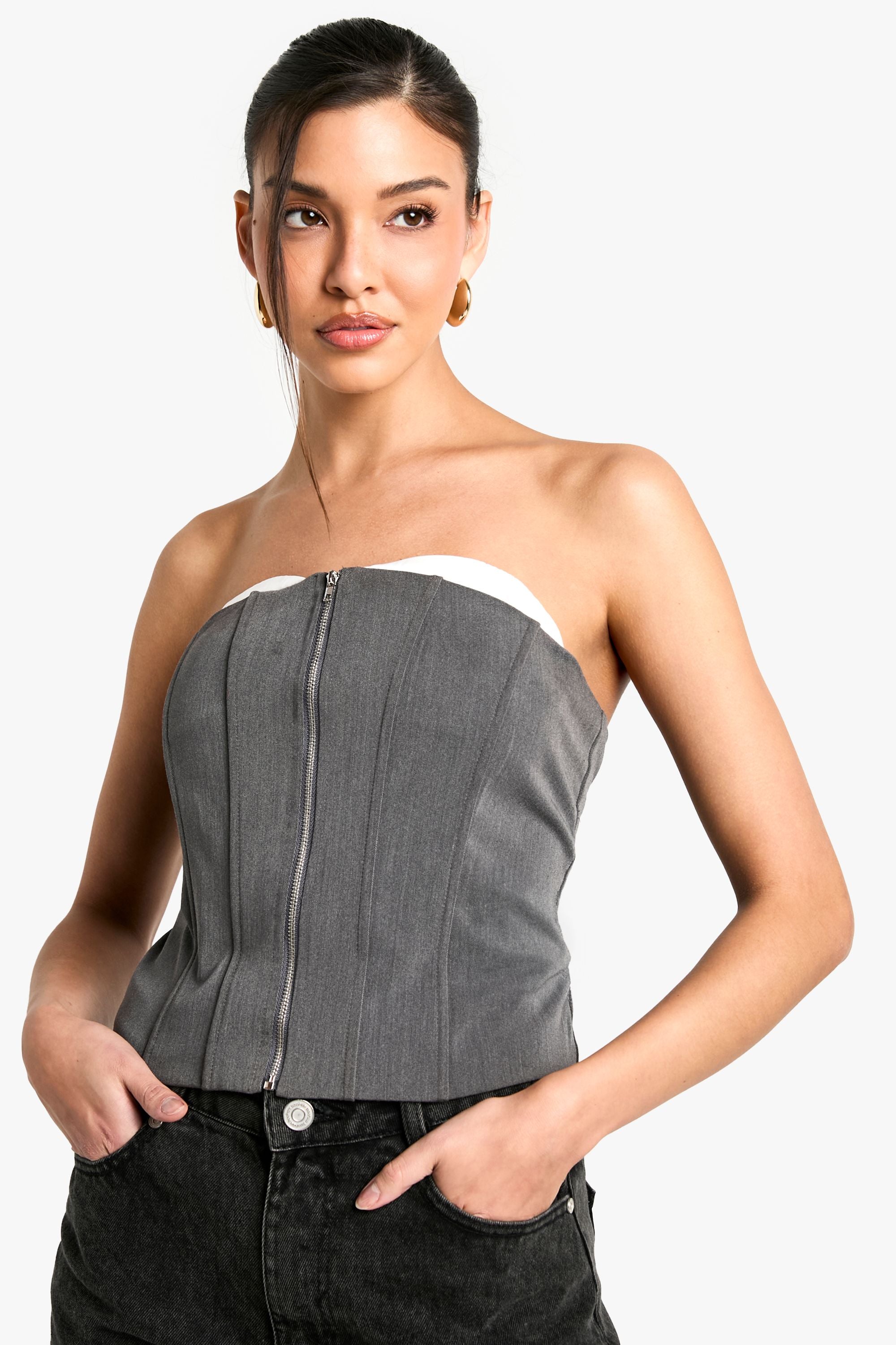 Zip Up Front Longline Corset