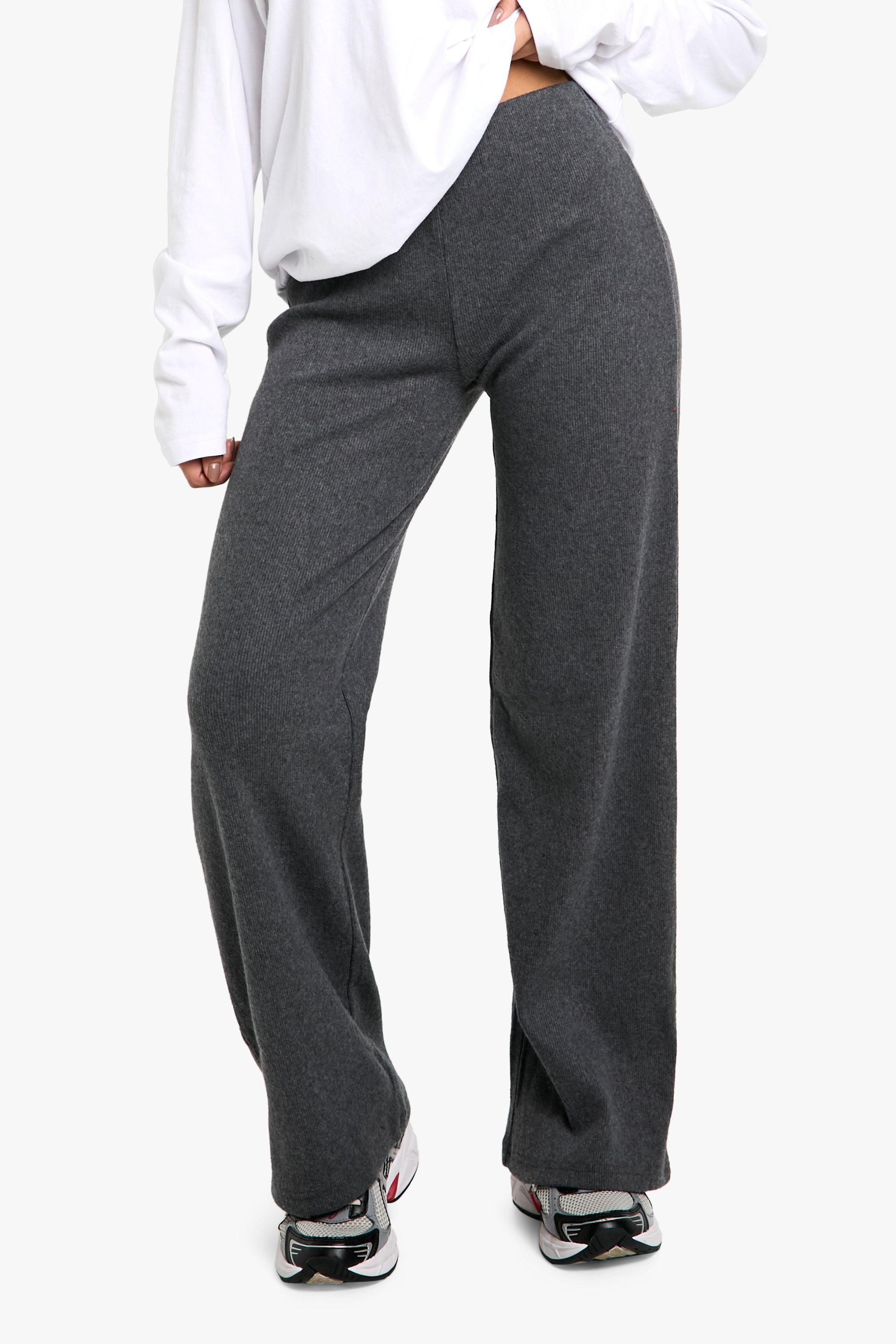 Brushed Rib Wide Leg Trousers