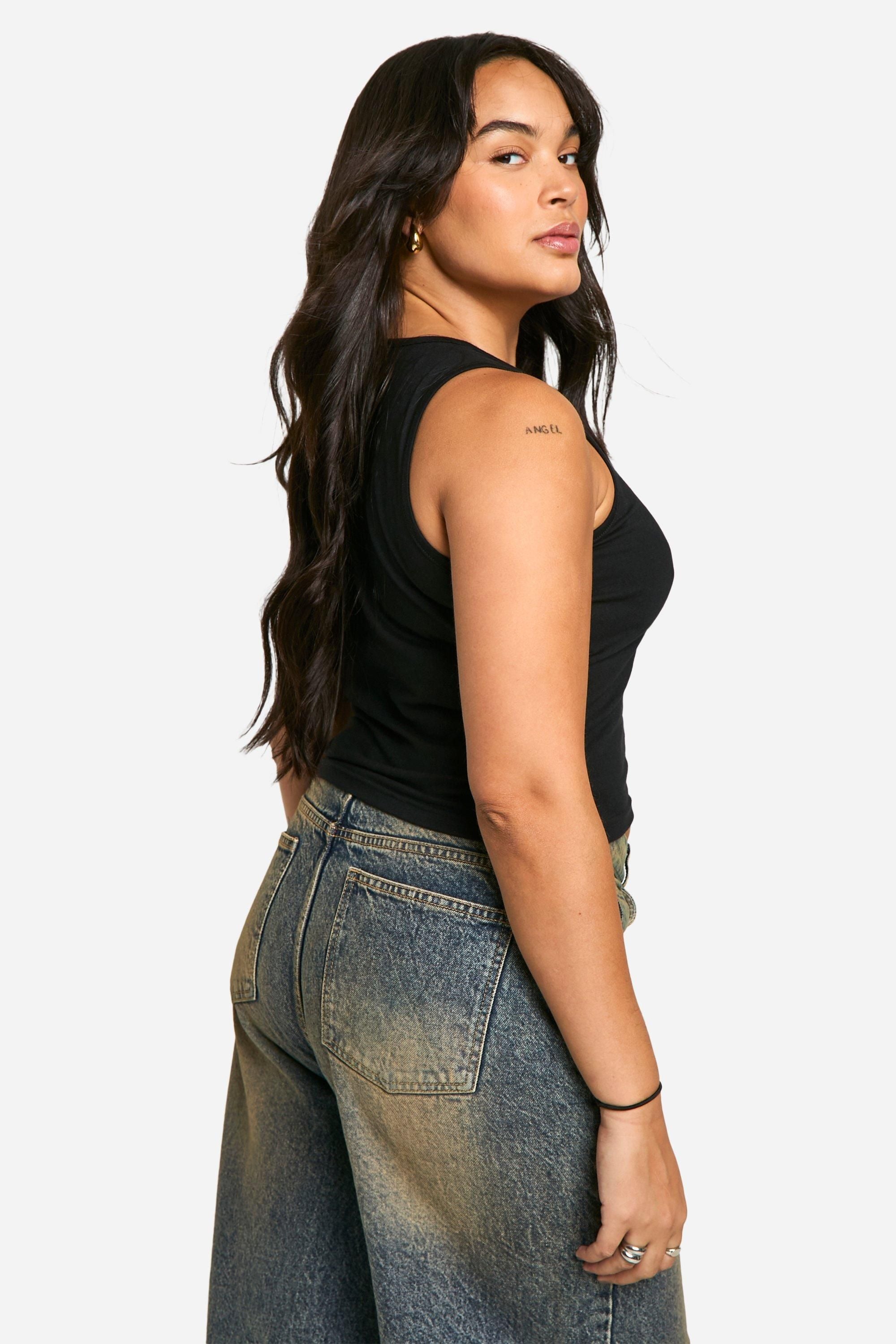Boohoo Basics Plus Cotton Wide Strap Full Length Vest