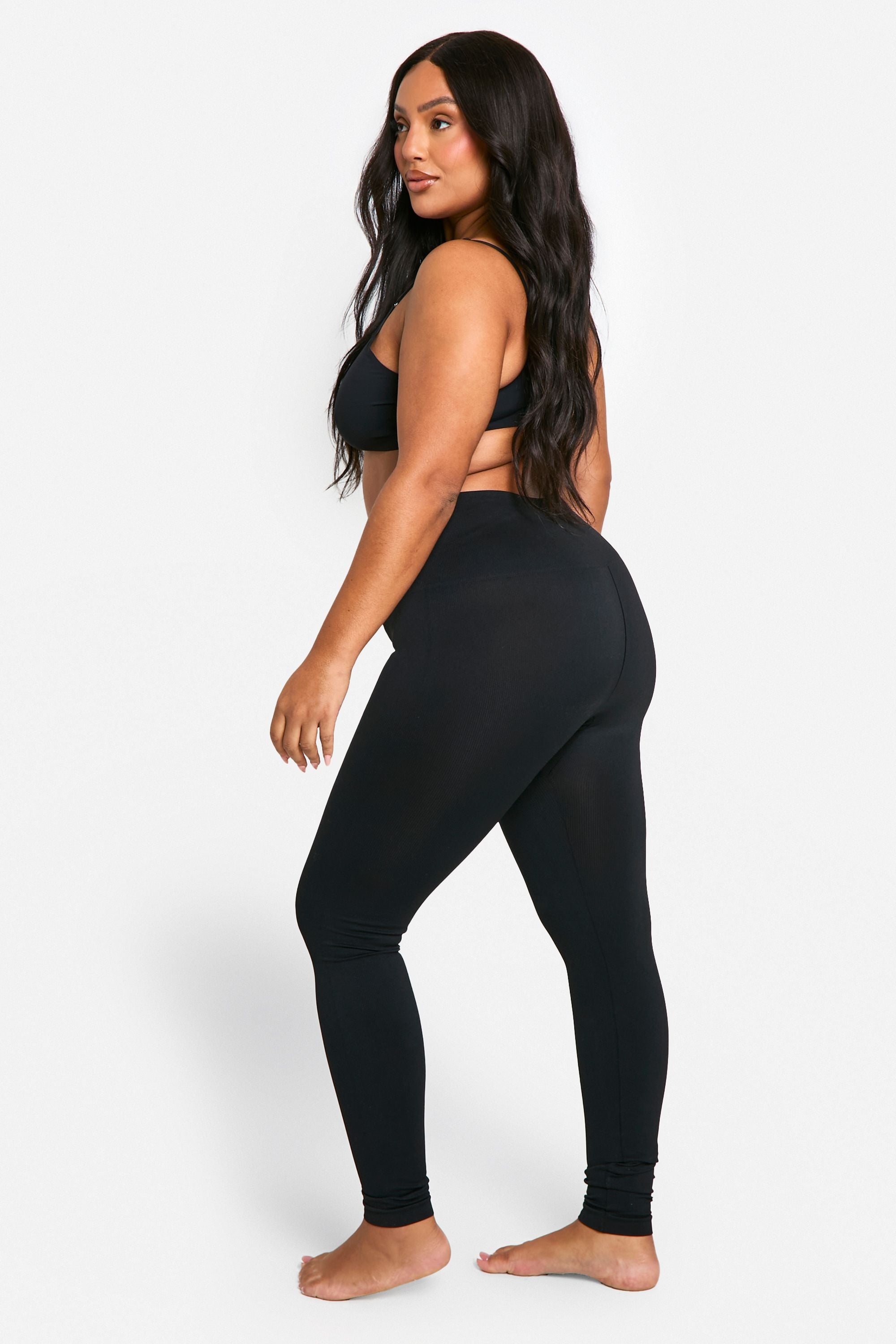 Plus Tummy Control Seamless Rib Leggings