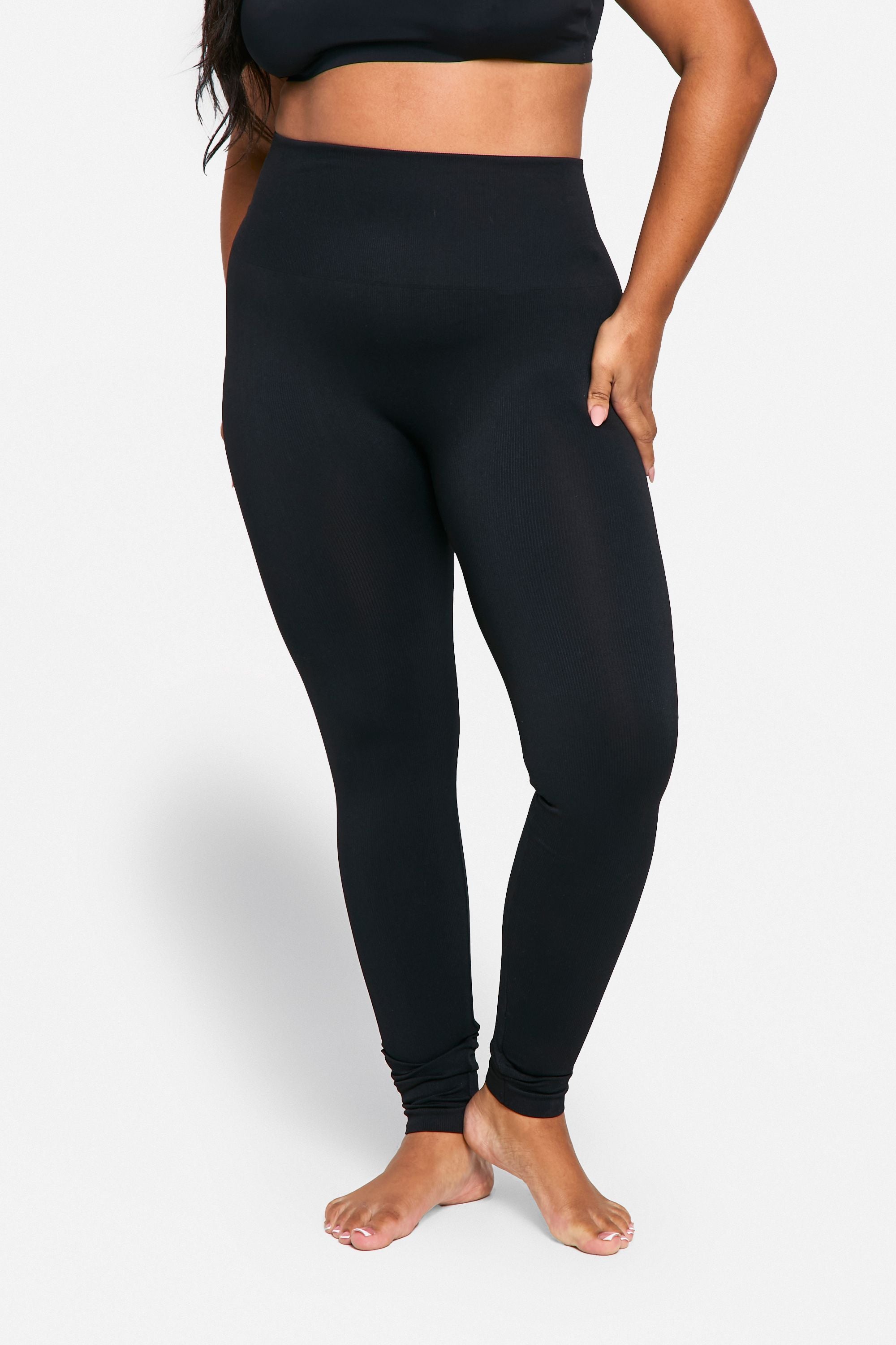 Plus Tummy Control Seamless Rib Leggings