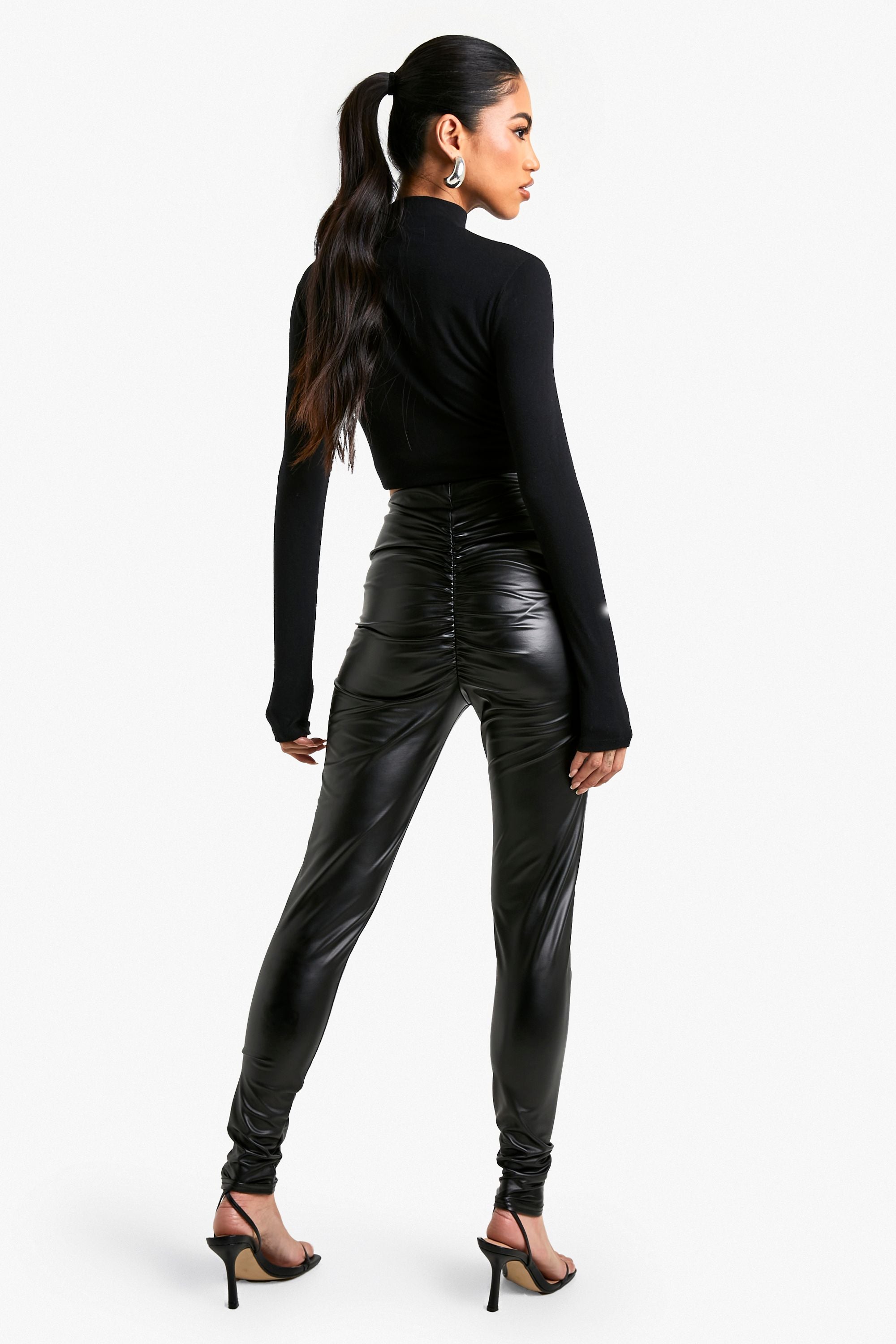 PU Ruched Bum Legging