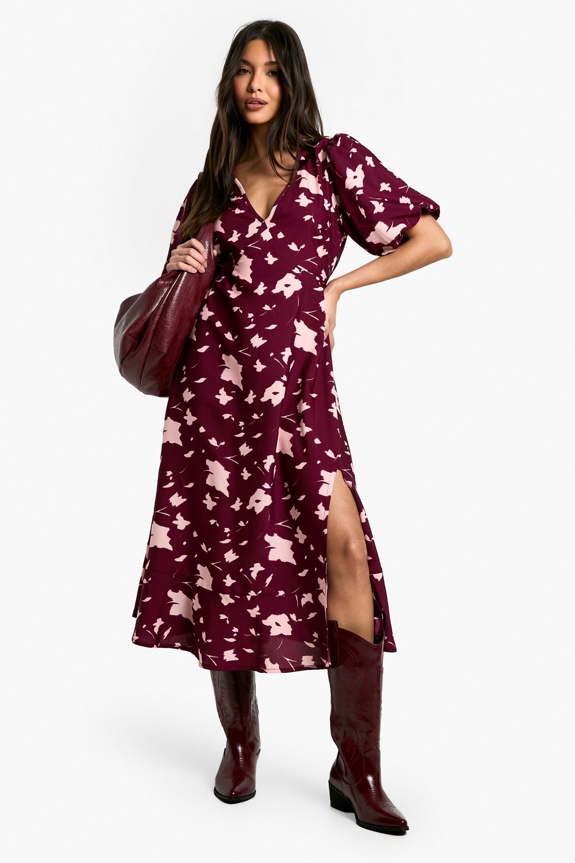 Blur Floral Print Midaxi Dress