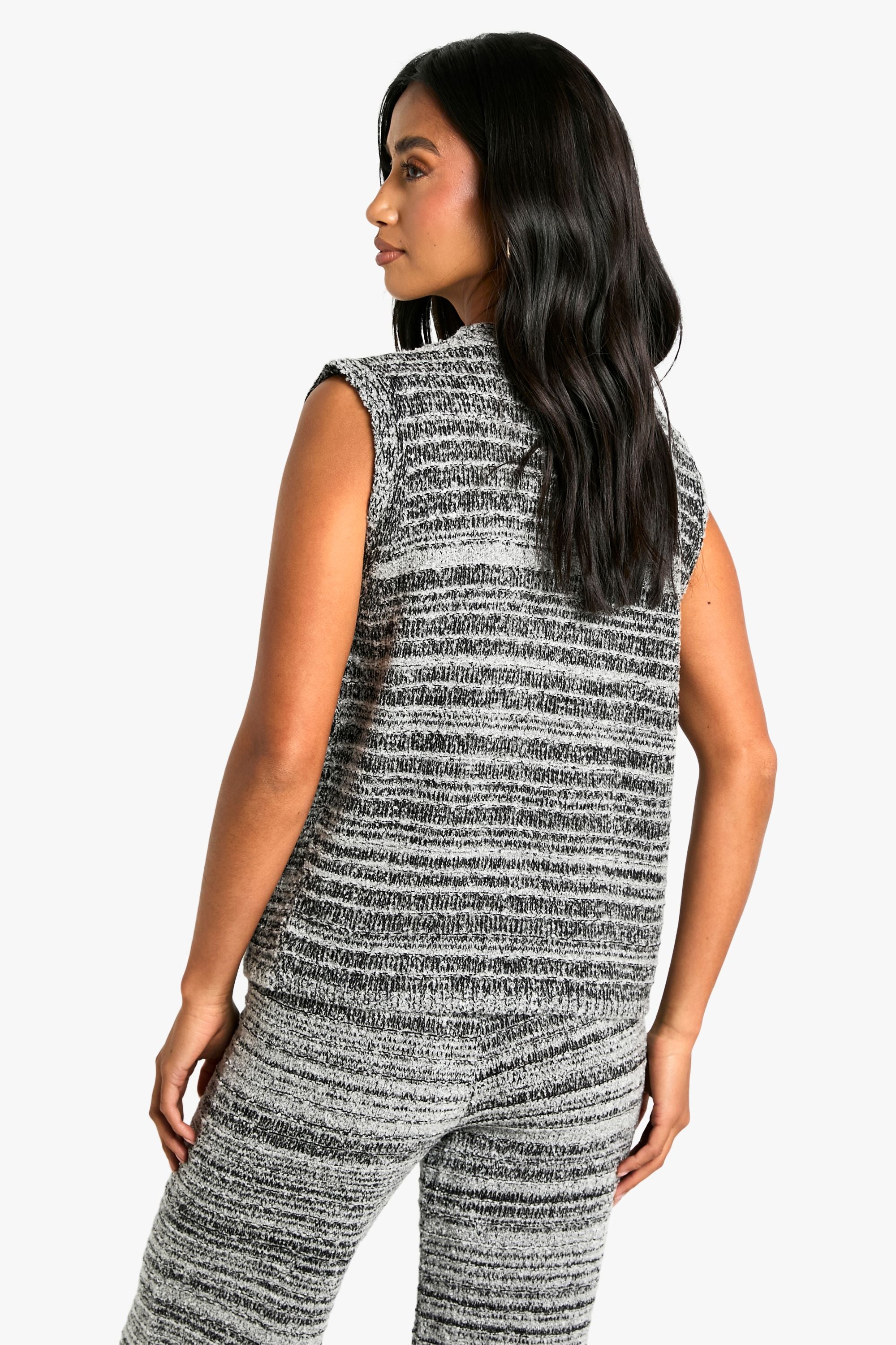 Petite Marl Knitted Tie Front Waistcoat