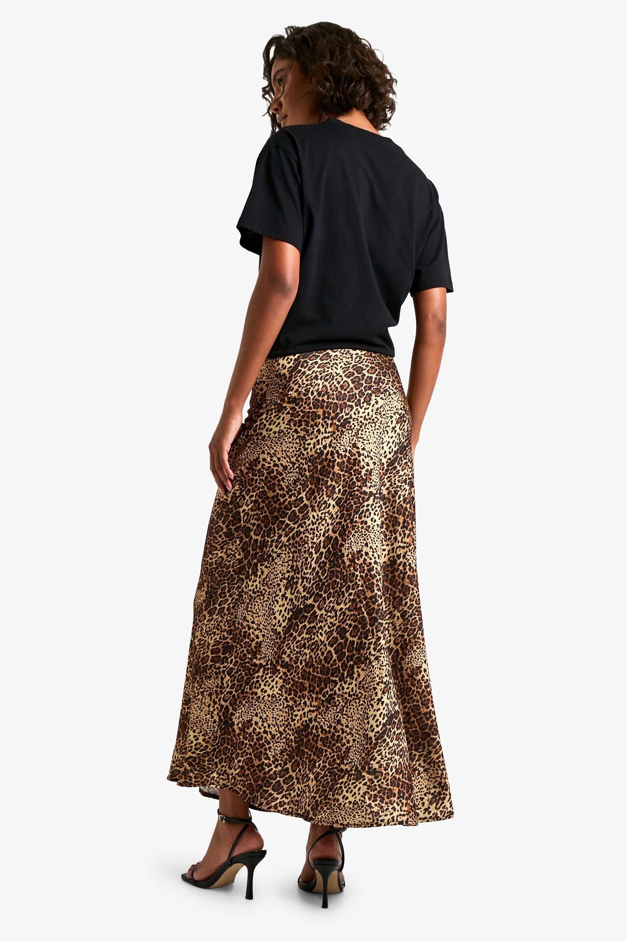 Tall Leopard Satin Midaxi Skirt