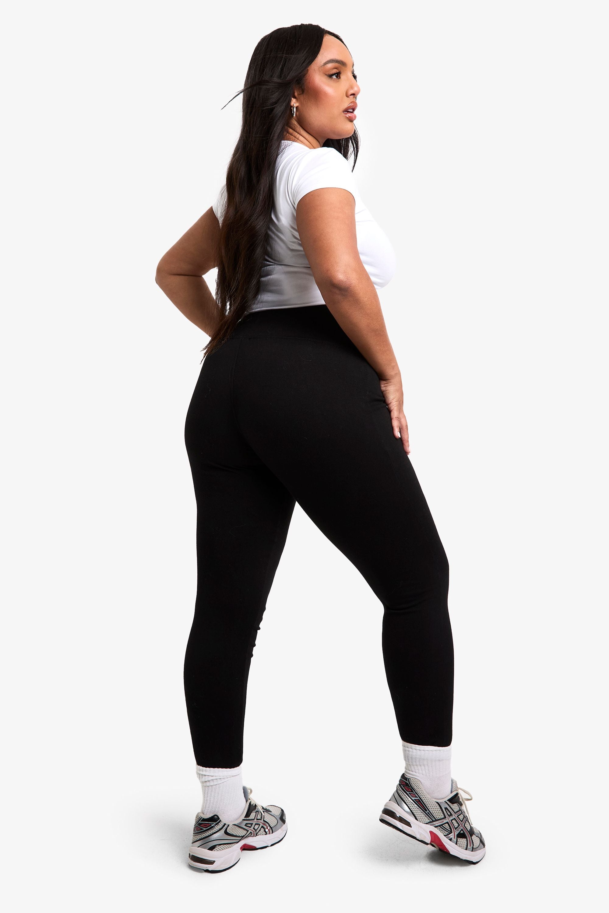 Boohoo Basics Plus High Waisted Deep Waistband Legging