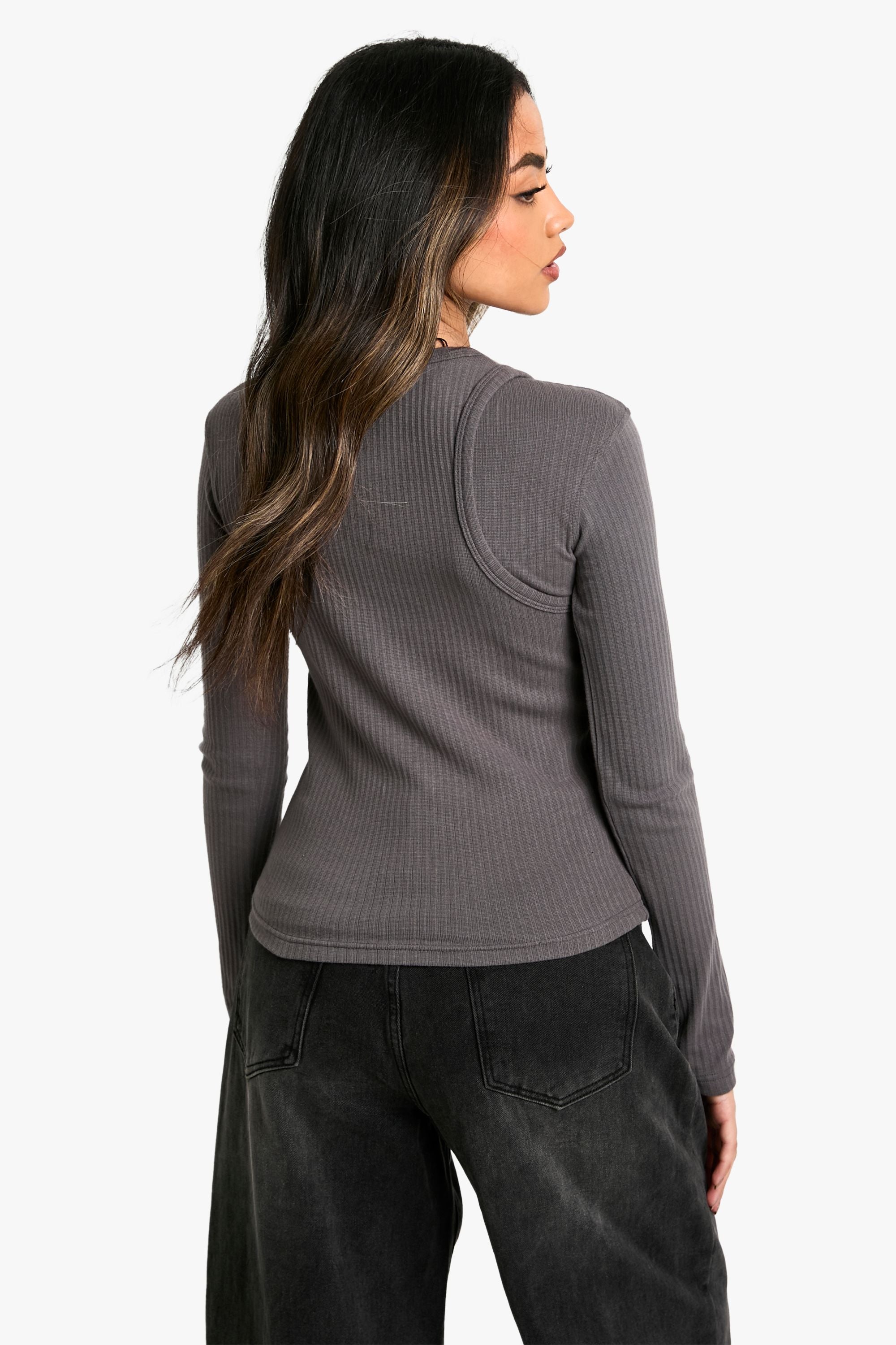 2 Layer Rib Long Sleeve Top