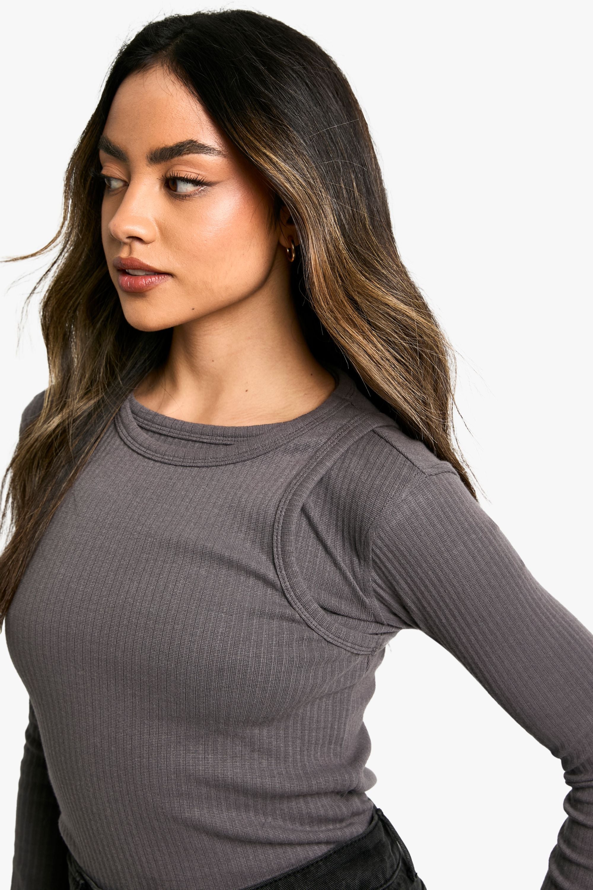 2 Layer Rib Long Sleeve Top
